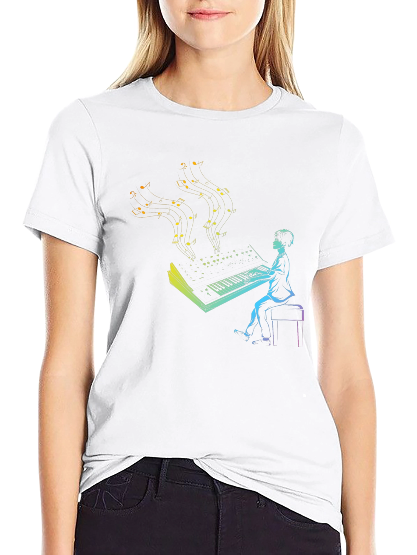 Musical Keyboard Player T-Shirt - Black