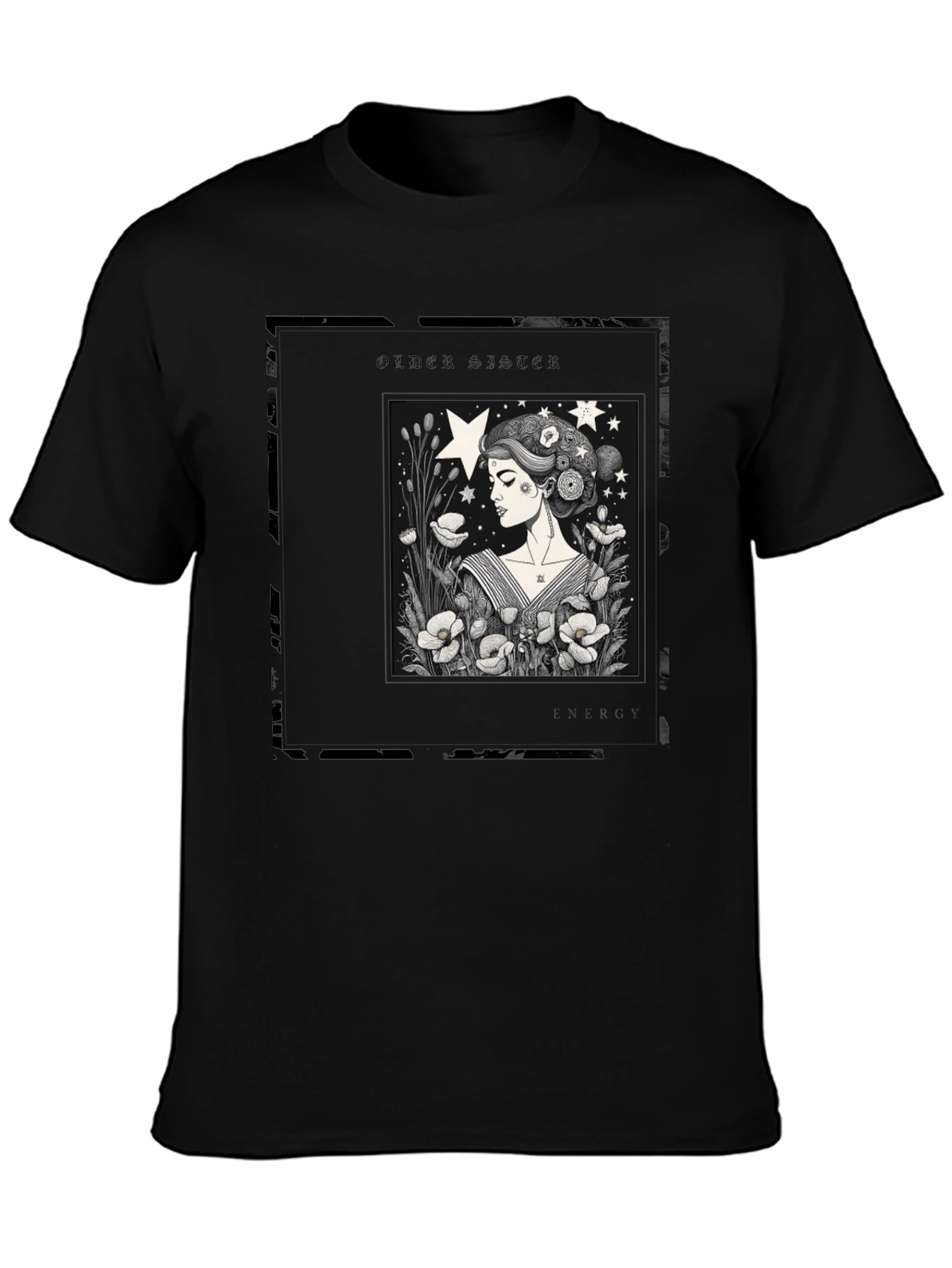 Older Sister Graphic Tee - Black Cotton Blend