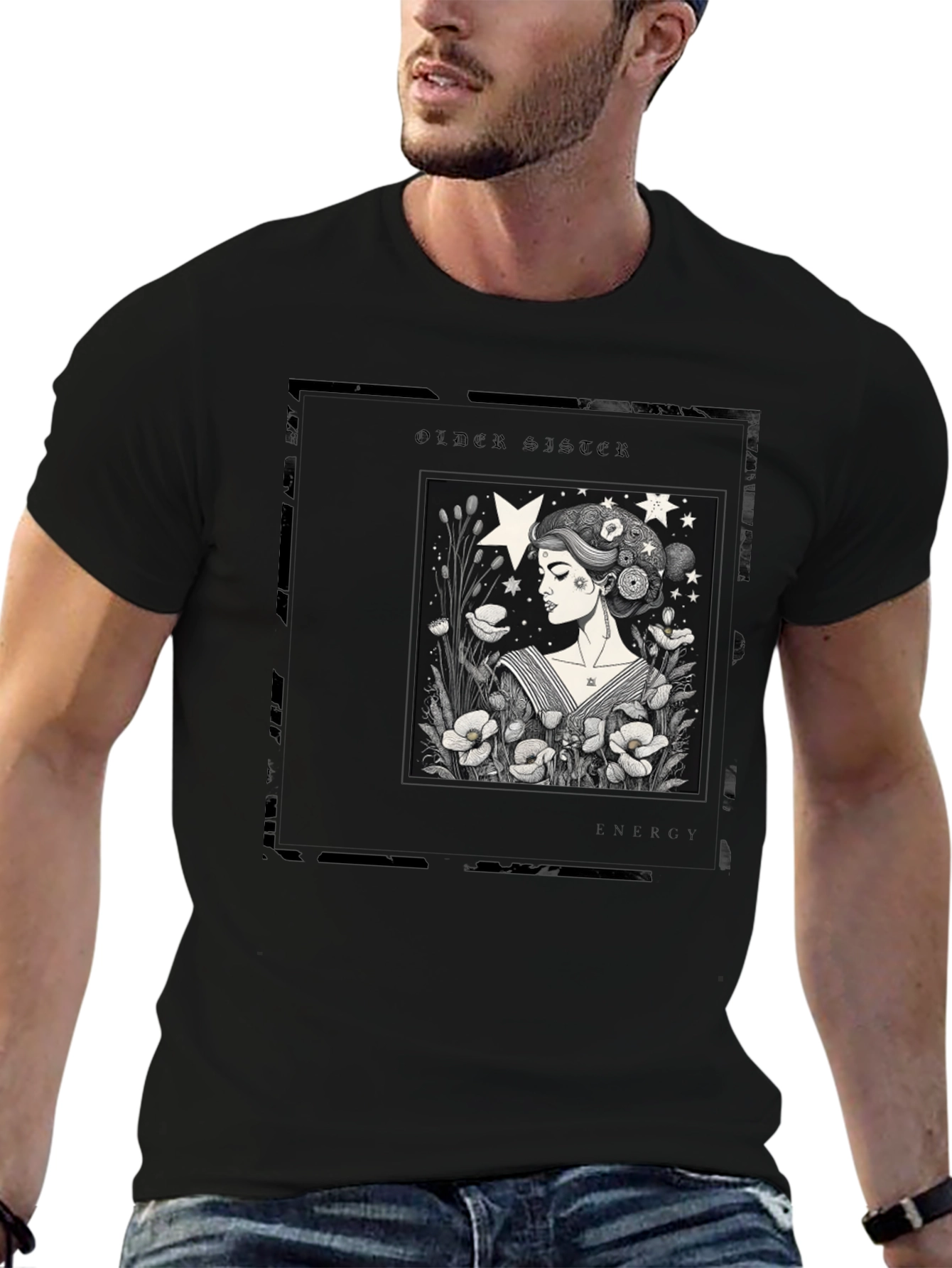 Older Sister Graphic Tee - Black Cotton Blend