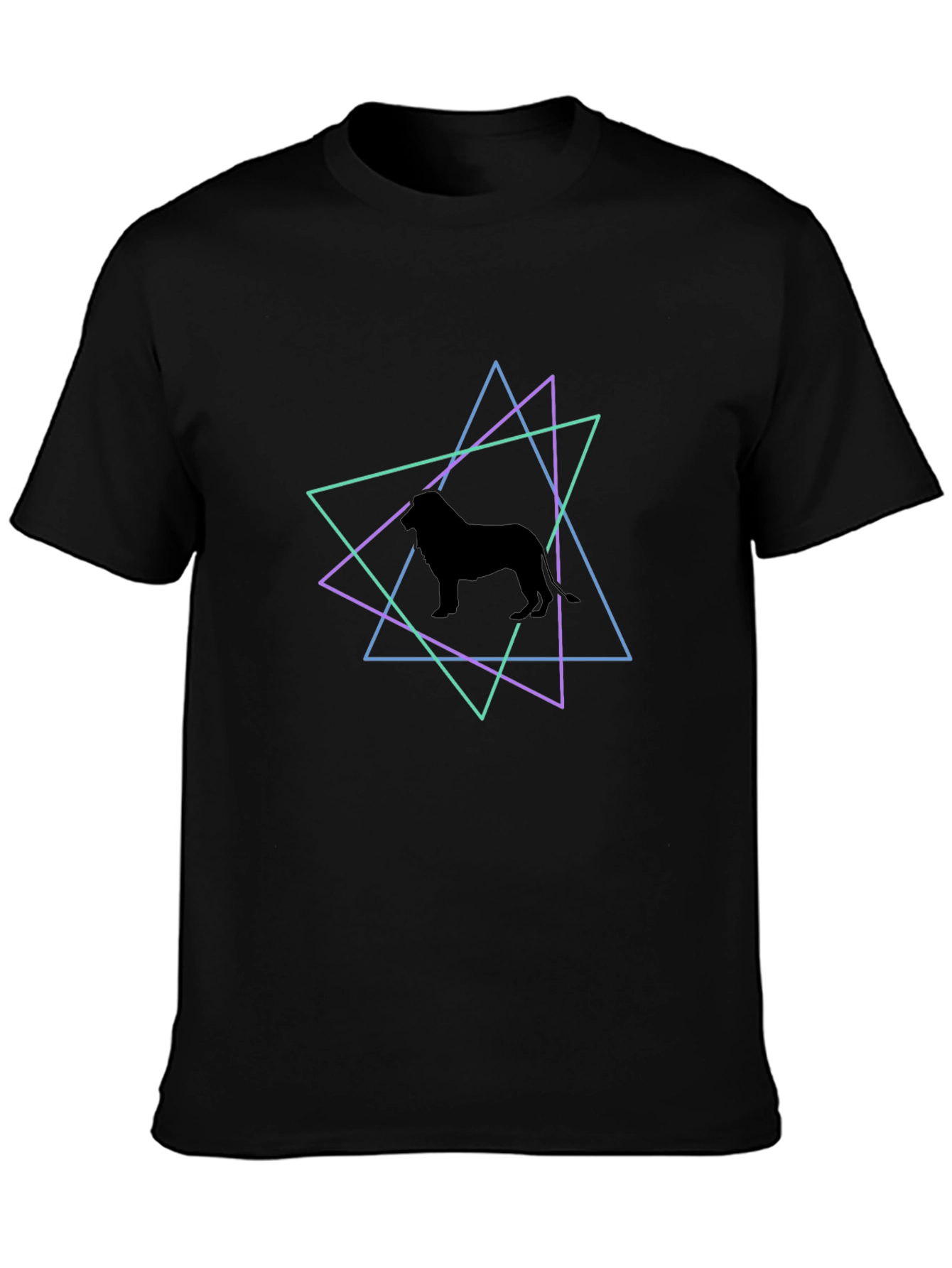 Geometric Dog Silhouette T-Shirt - Black