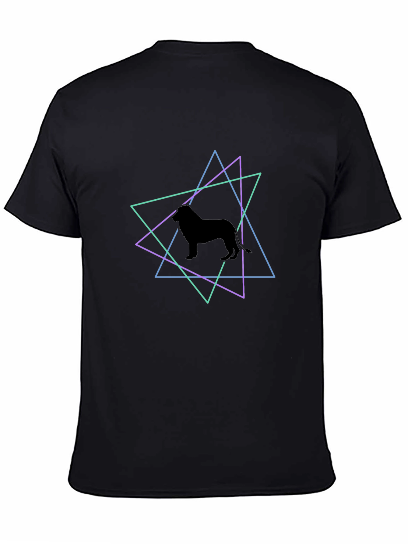 Geometric Dog Silhouette T-Shirt - Black