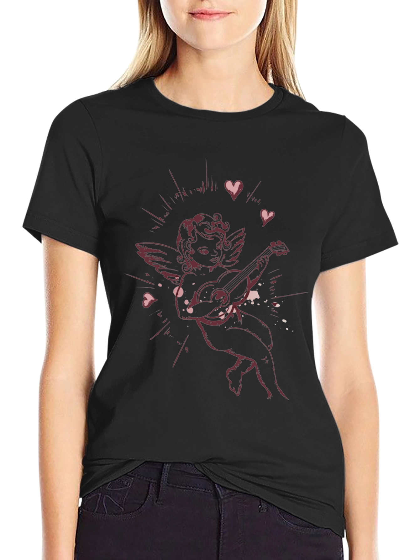 Cherub Playing Guitar Graphic T-Shirt