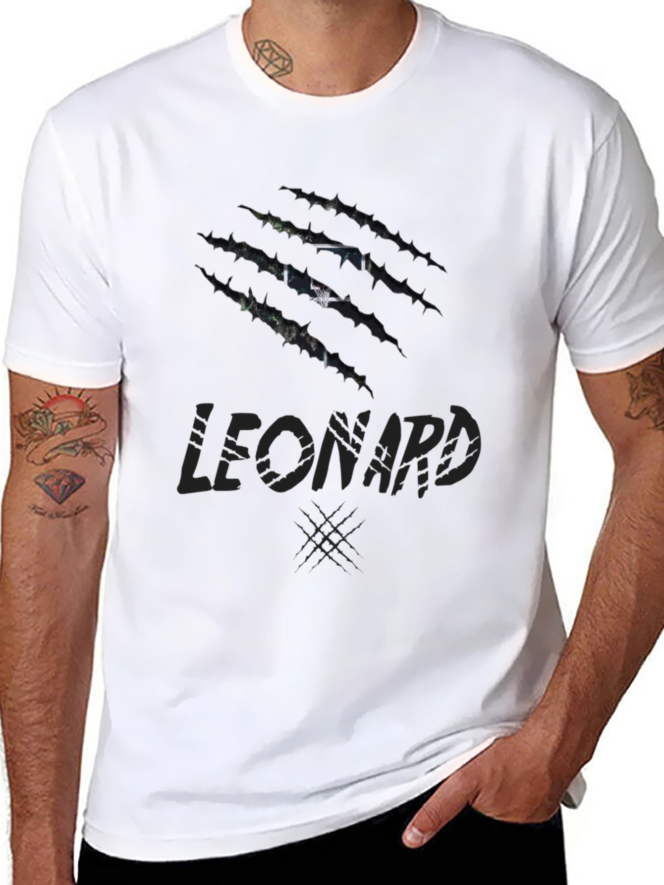 Mens LEONARD Claw Graphic Print Black T-Shirt
