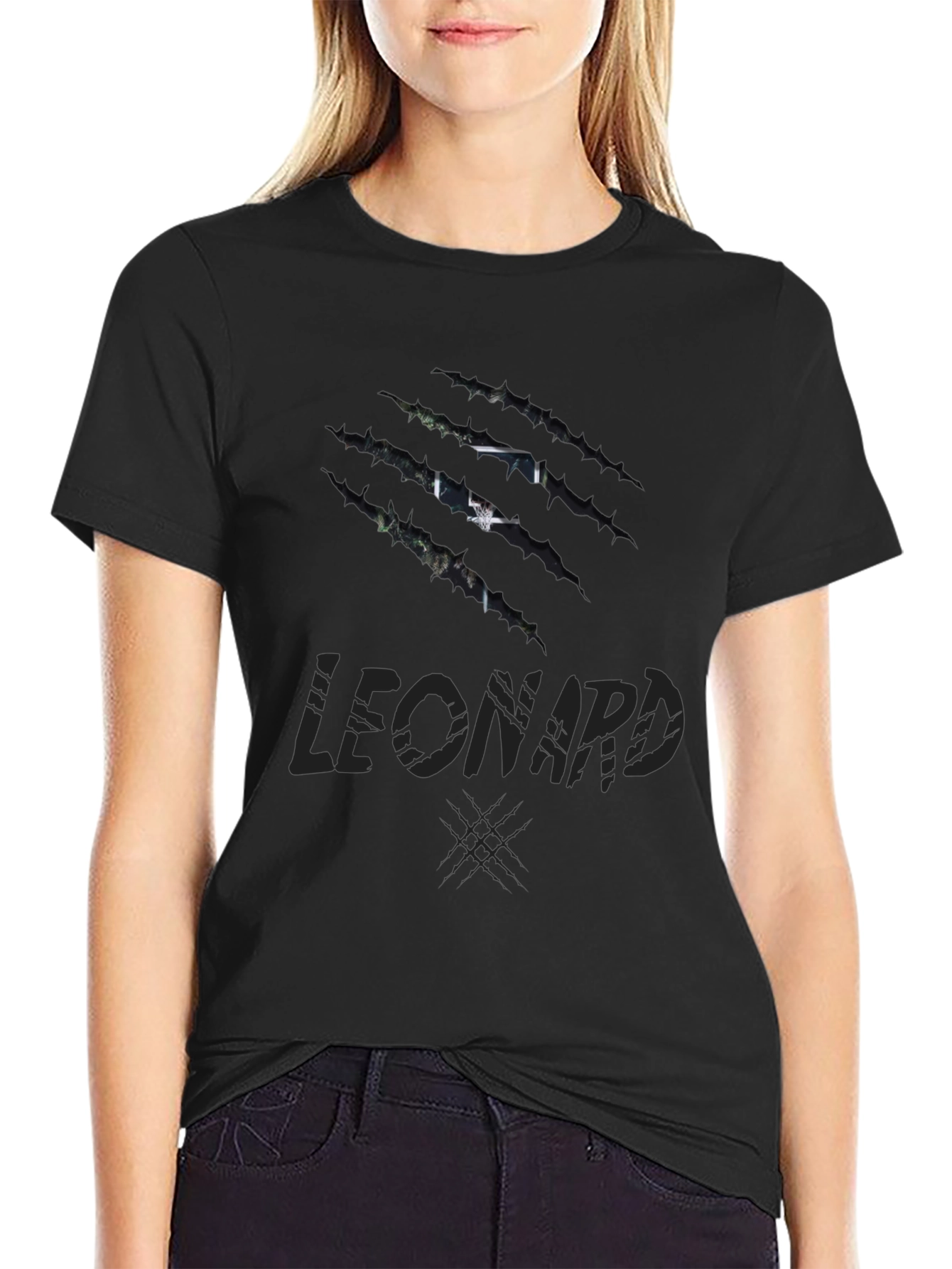Mens LEONARD Claw Graphic Print Black T-Shirt