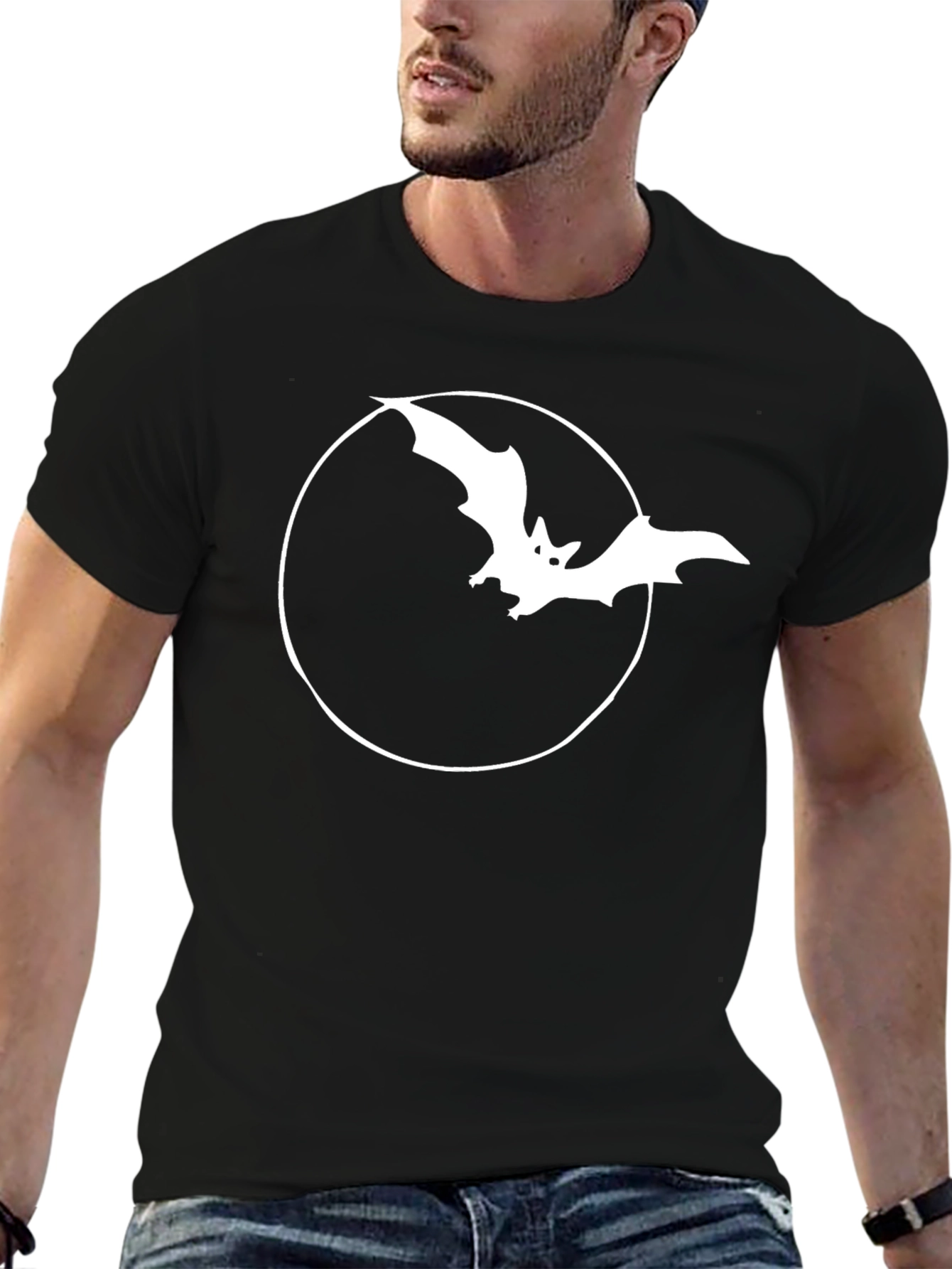 Bat in Circle Graphic T-Shirt
