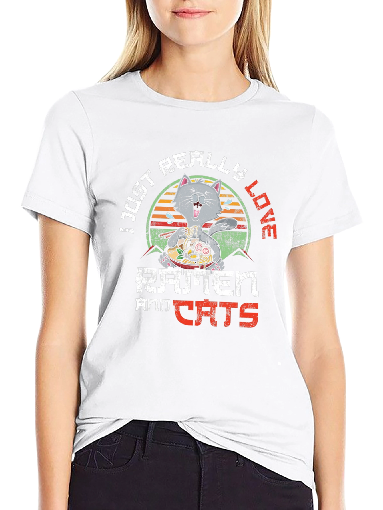 Ramen and Cats Graphic Tee - Unique Design