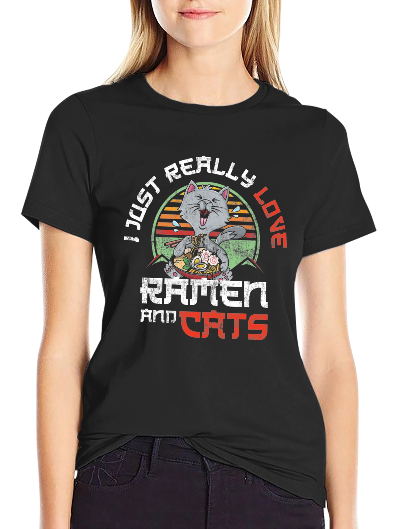 Ramen and Cats Graphic Tee - Unique Design