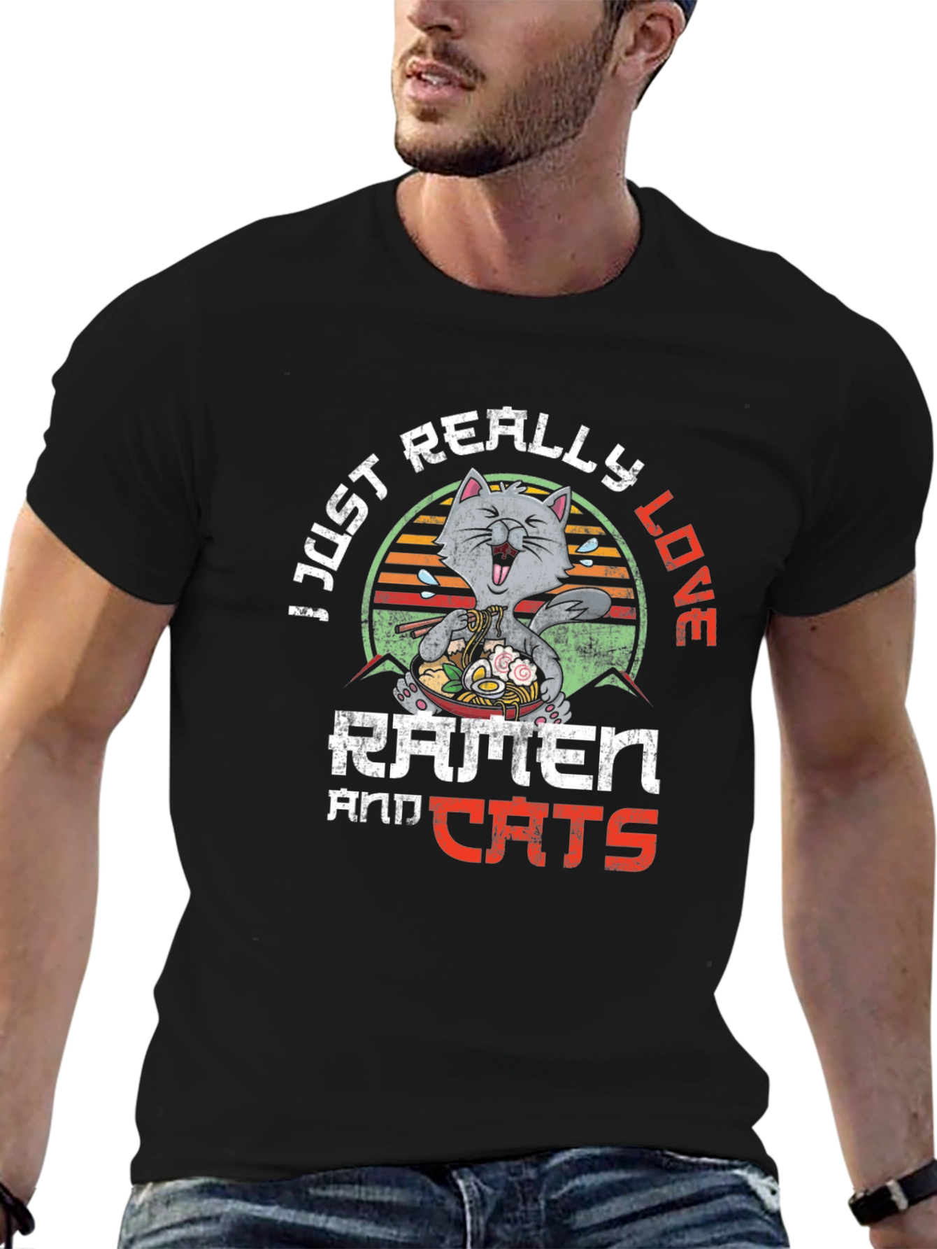 Ramen and Cats Graphic Tee - Unique Design