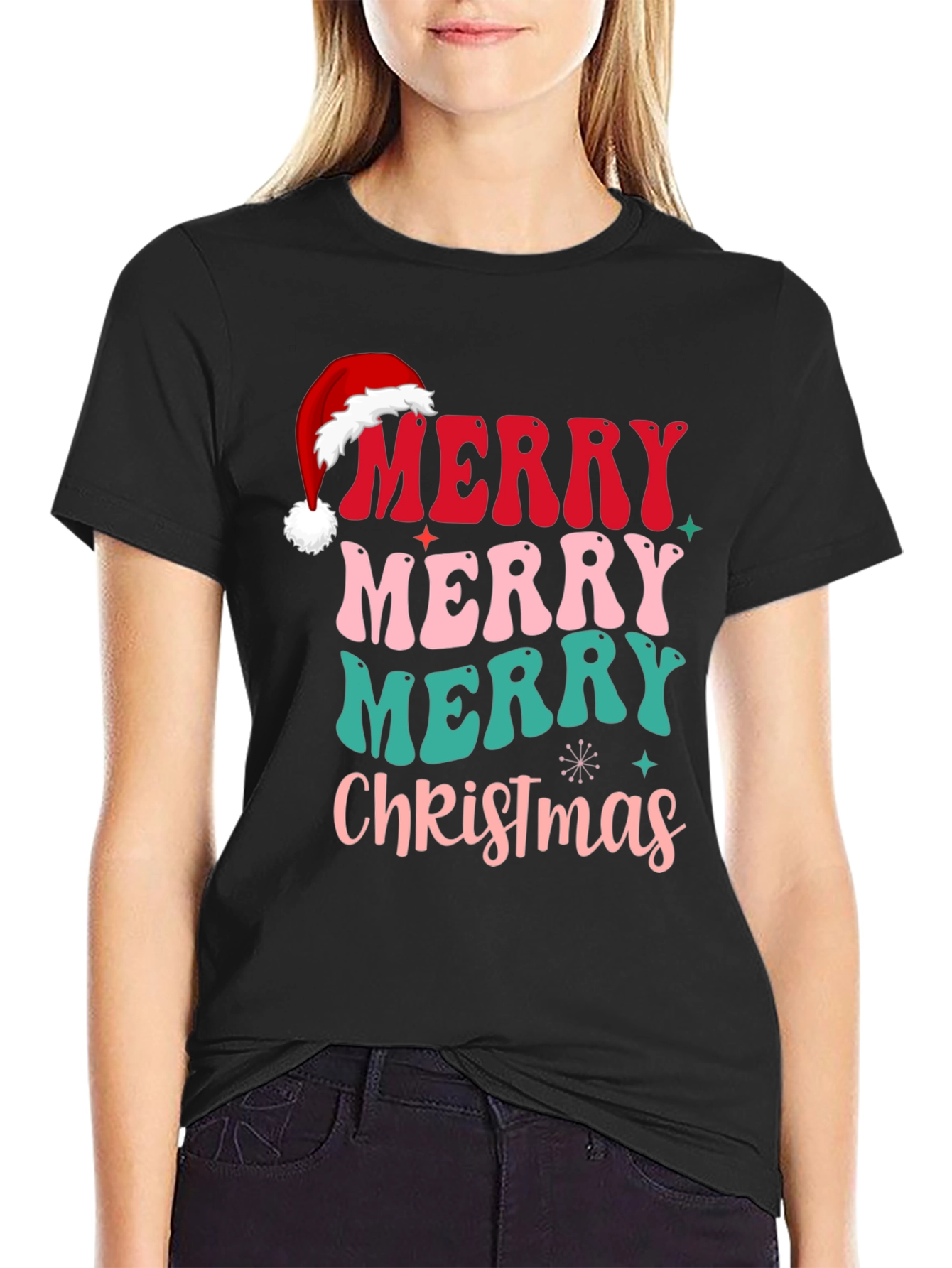 Festive Retro Merry Christmas Graphic Tee