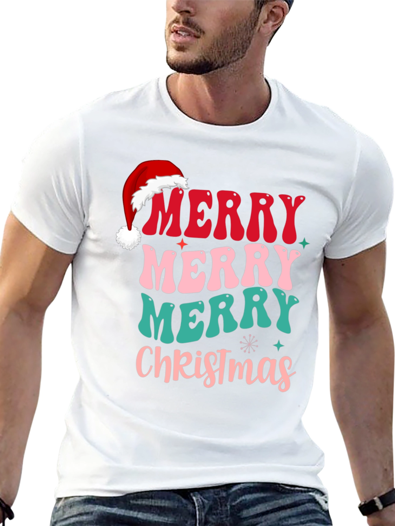 Festive Retro Merry Christmas Graphic Tee