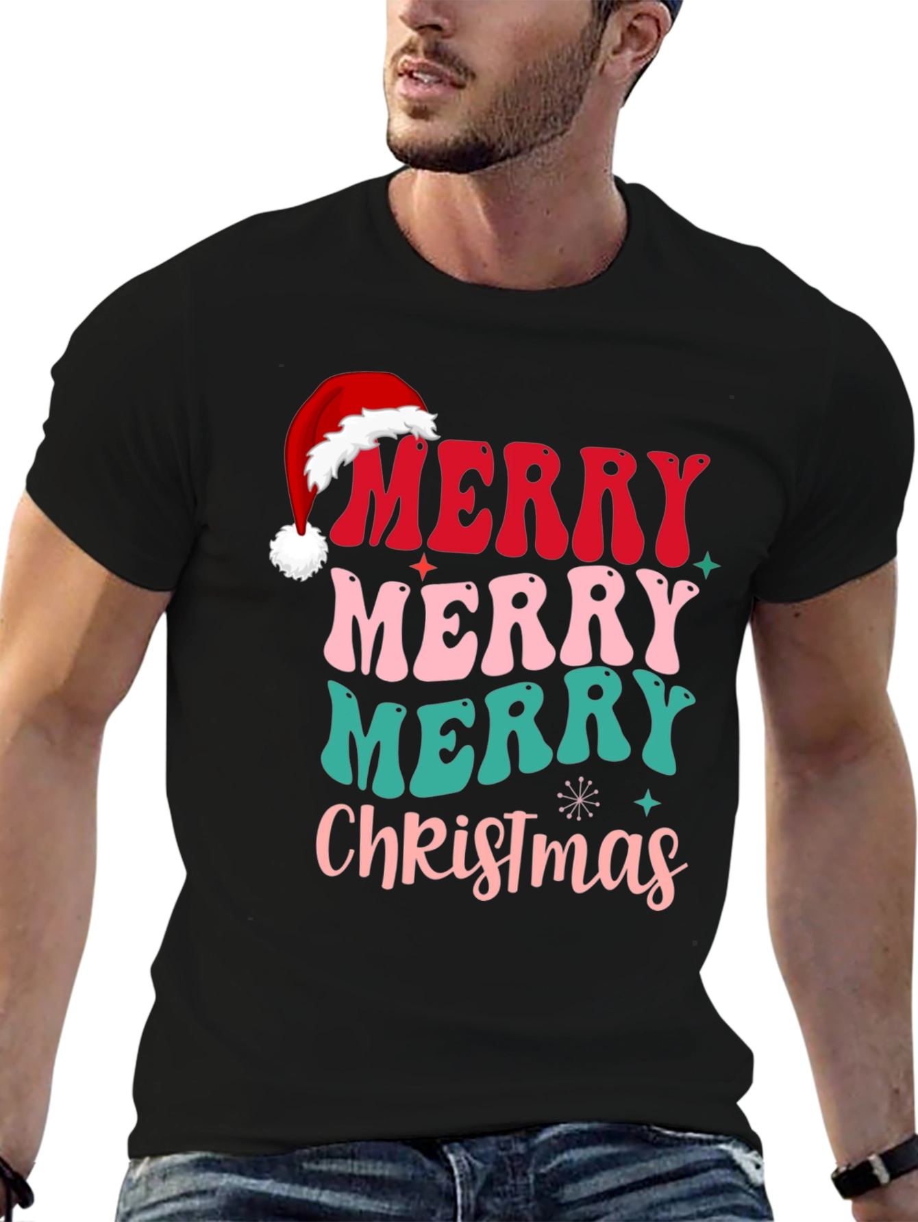 Festive Retro Merry Christmas Graphic Tee