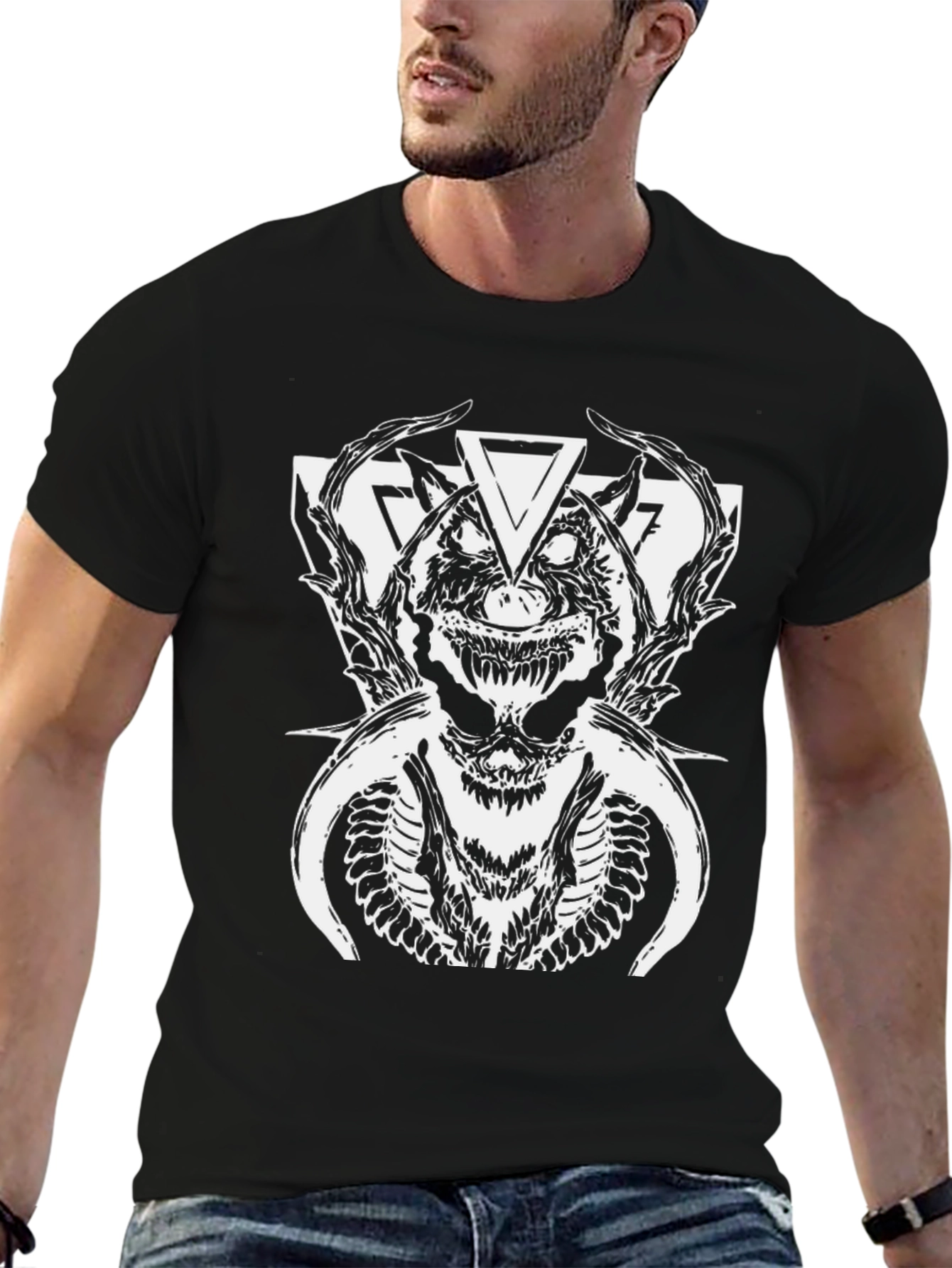 Mens Black Graphic Tee - Devilish Design