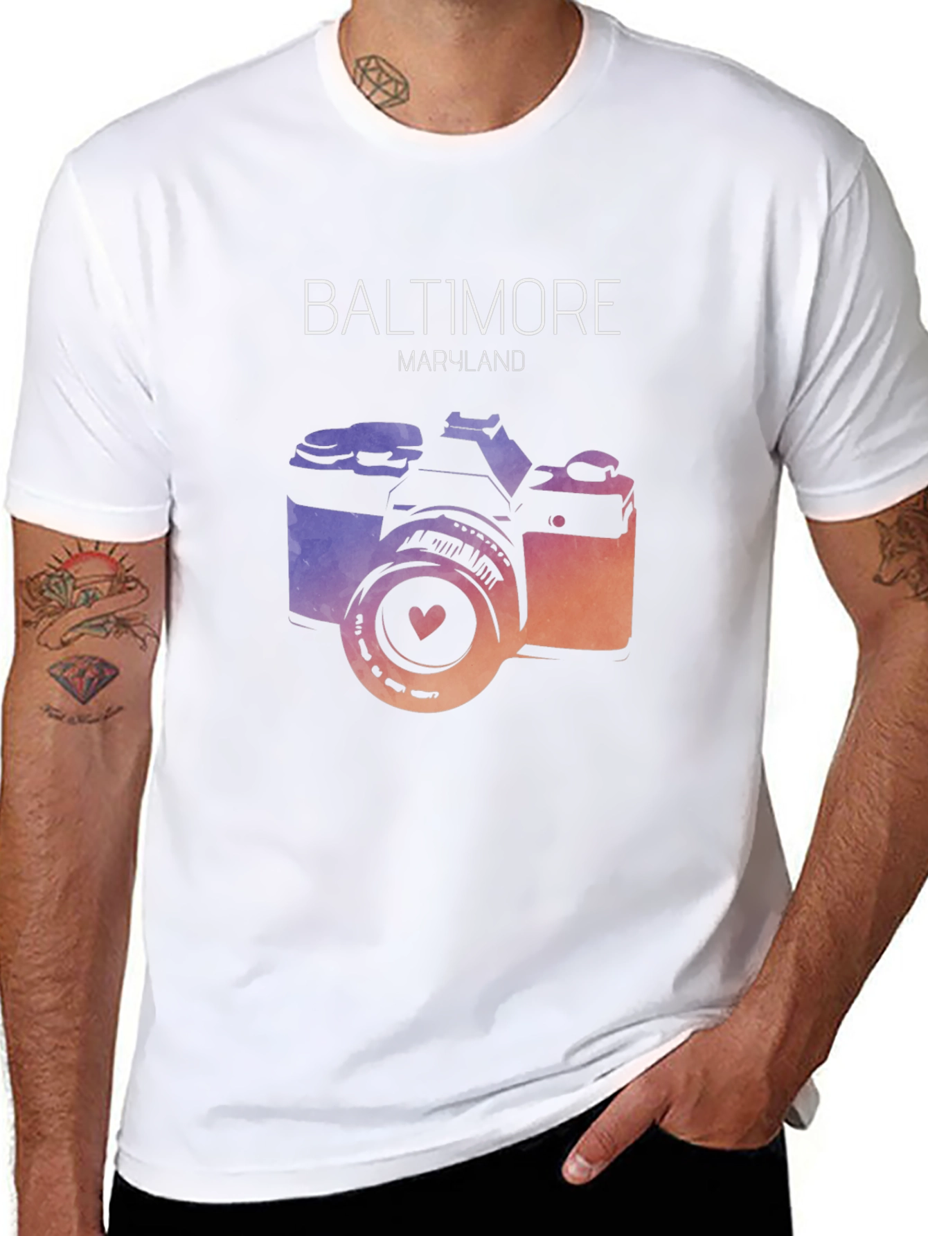 Baltimore Maryland Camera Graphic Tee - Black