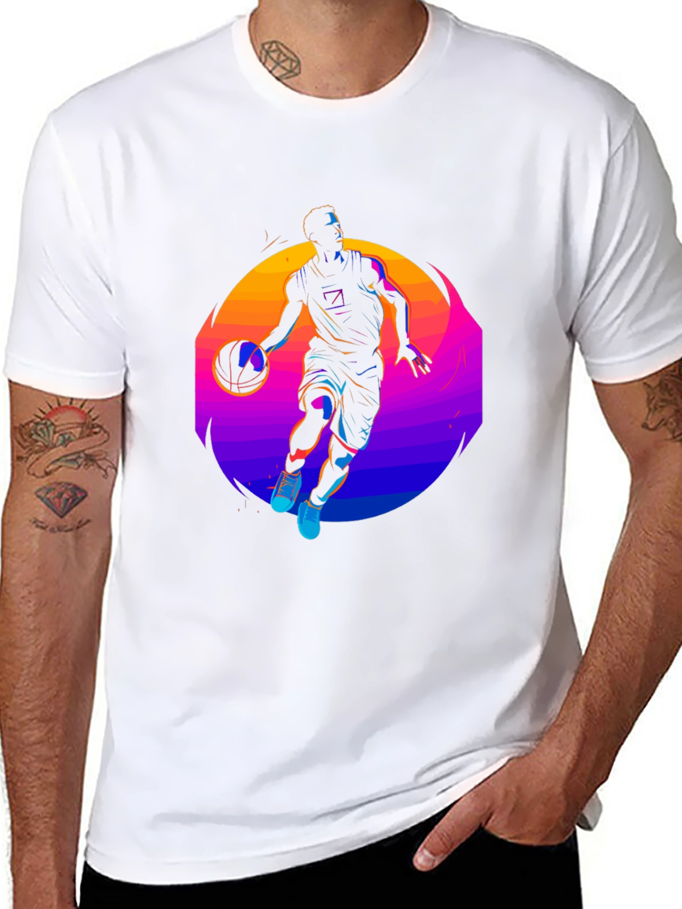 Neon Basketball Player Graphic Tee