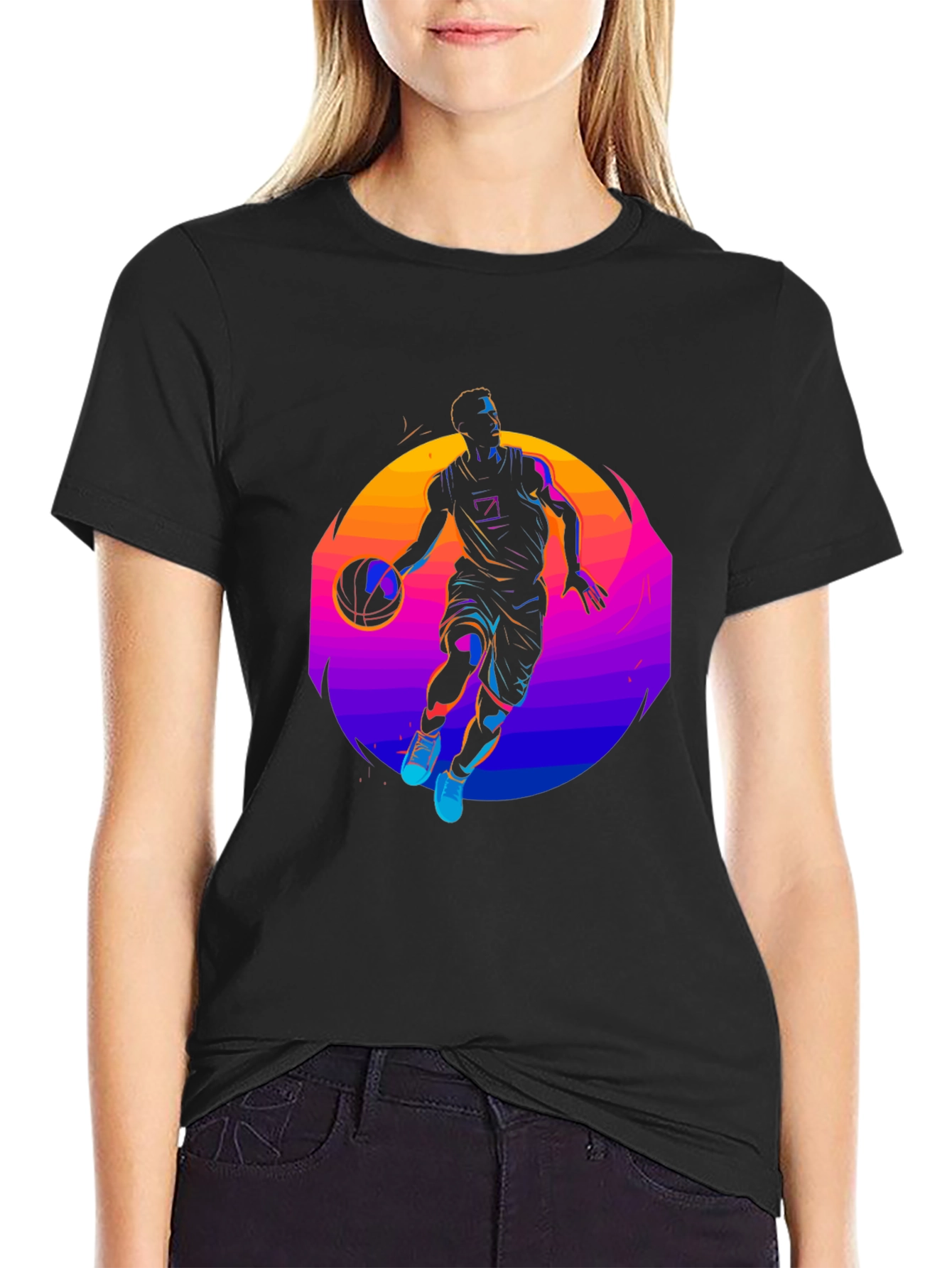 Neon Basketball Player Graphic Tee