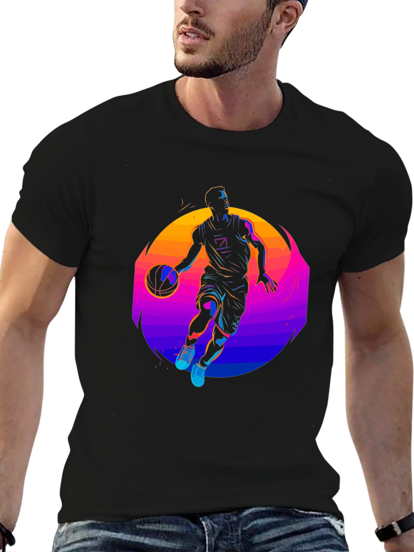 Neon Basketball Player Graphic Tee