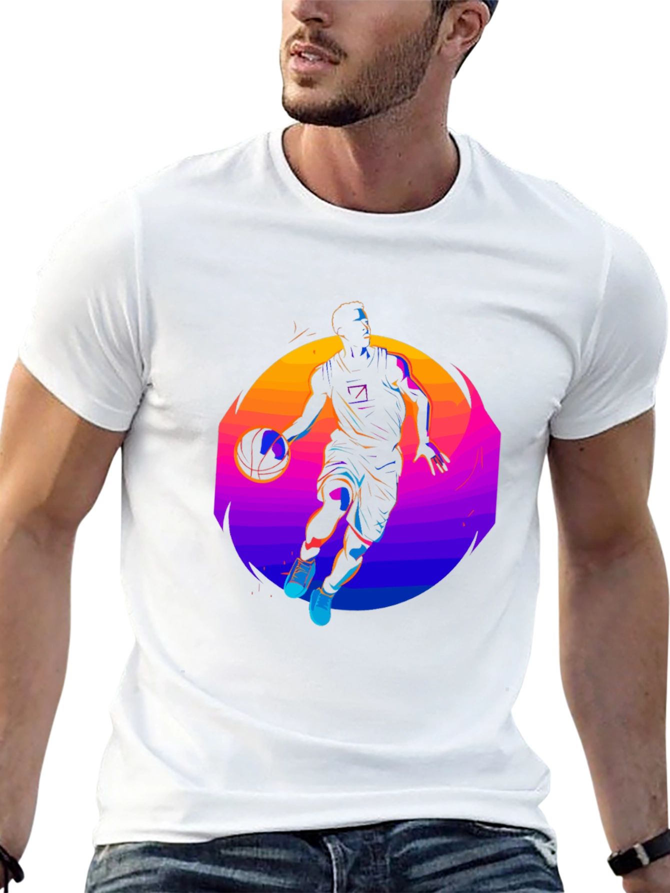 Neon Basketball Player Graphic Tee