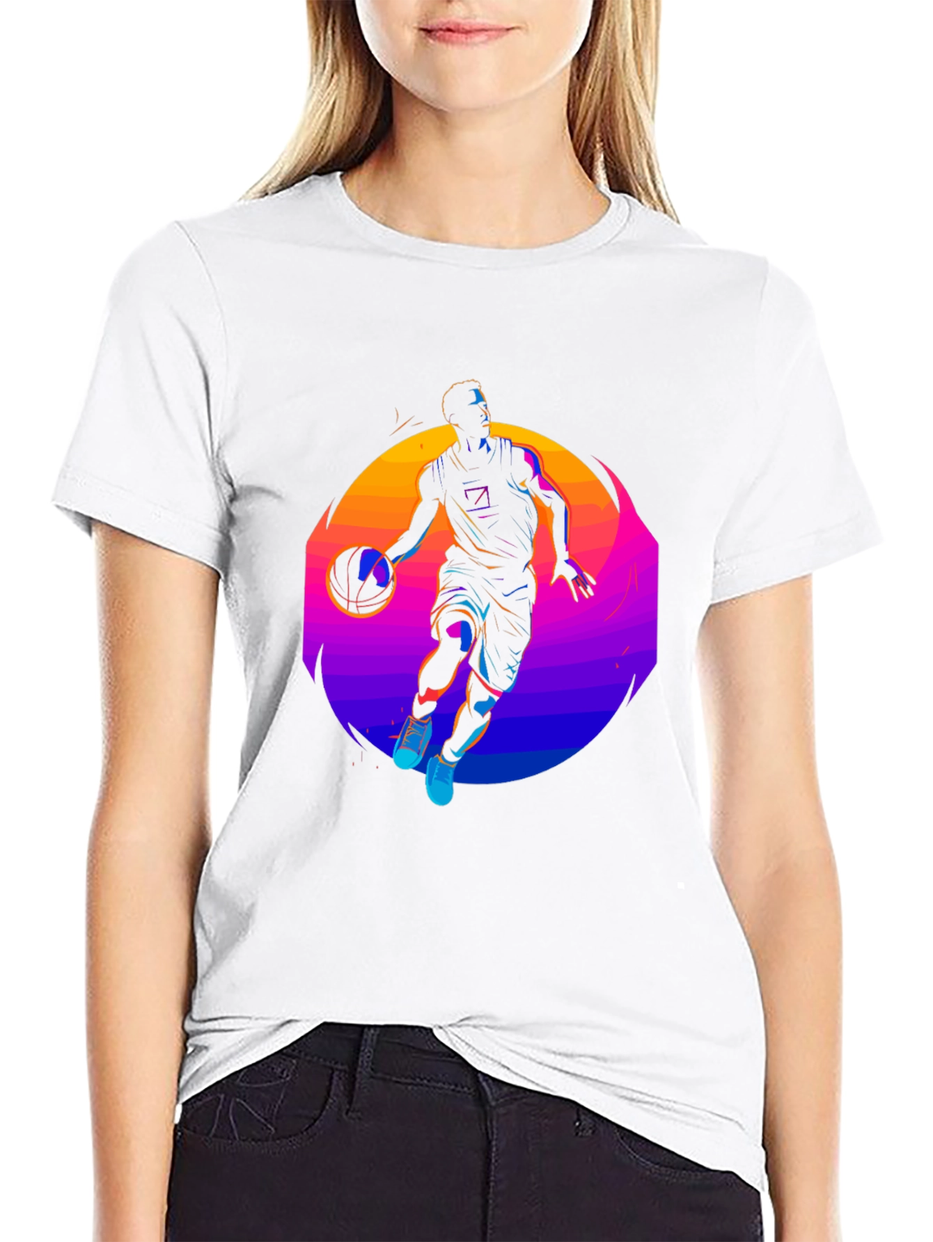 Neon Basketball Player Graphic Tee