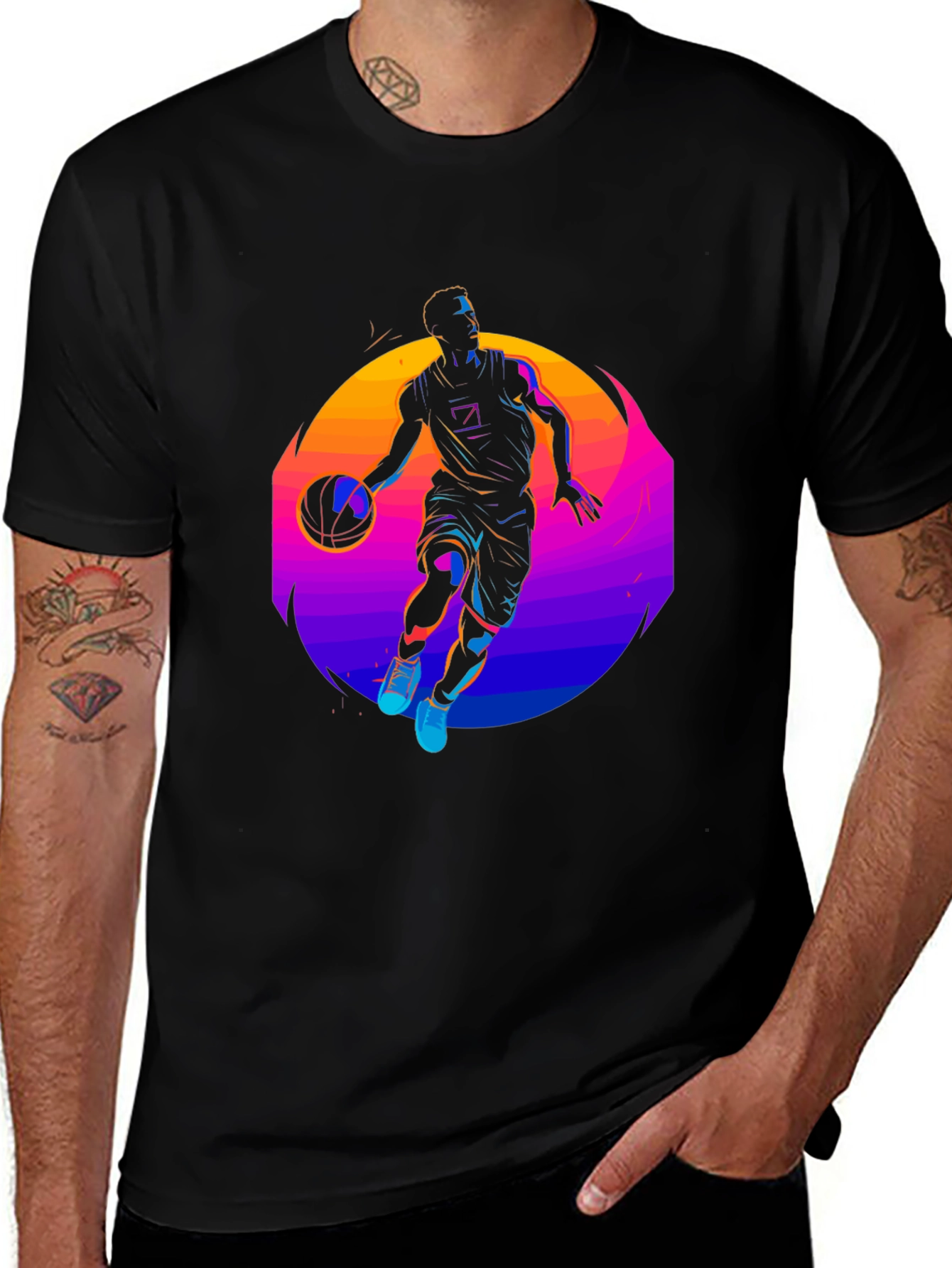 Neon Basketball Player Graphic Tee