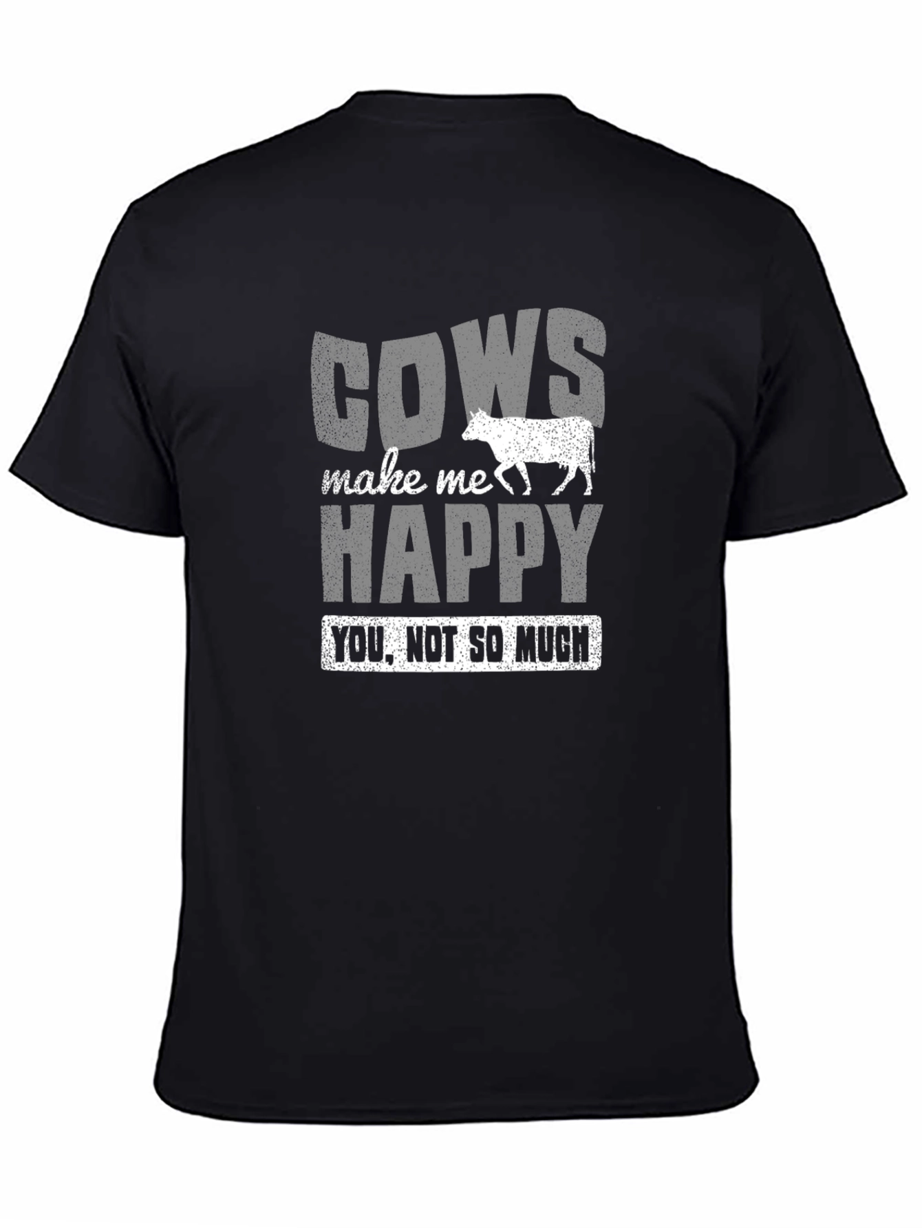 Cows Make Me Happy Graphic Tee - Black