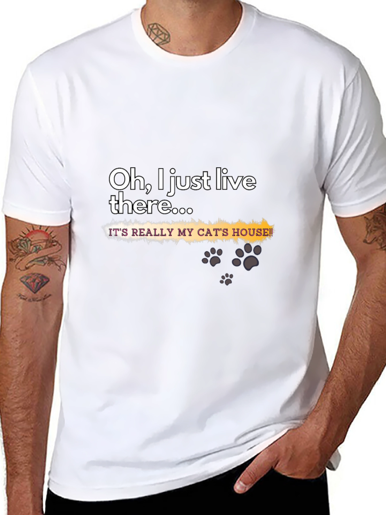 Funny Cat House Graphic T-Shirt