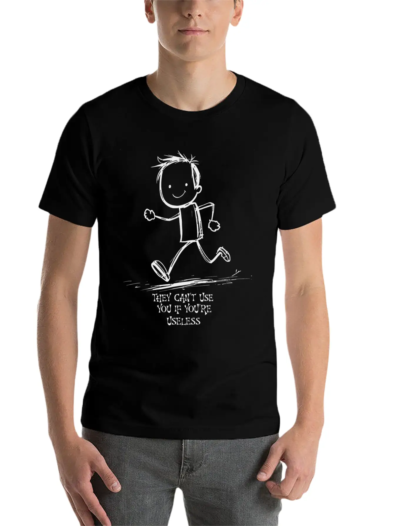 Useless Cartoon Funny Minimalism Unisex Casual T-Shirt – Clean Design For Daily Comfort