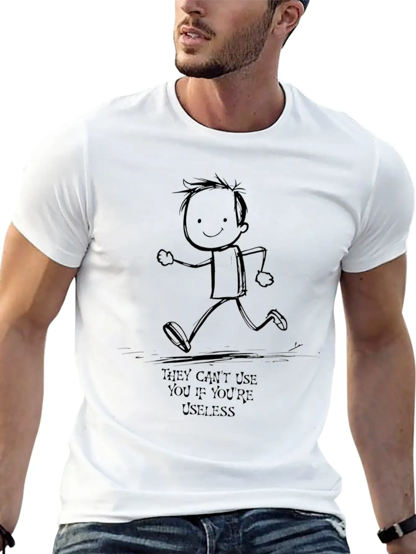 Useless Cartoon Funny Minimalism Unisex Casual T-Shirt – Clean Design For Daily Comfort