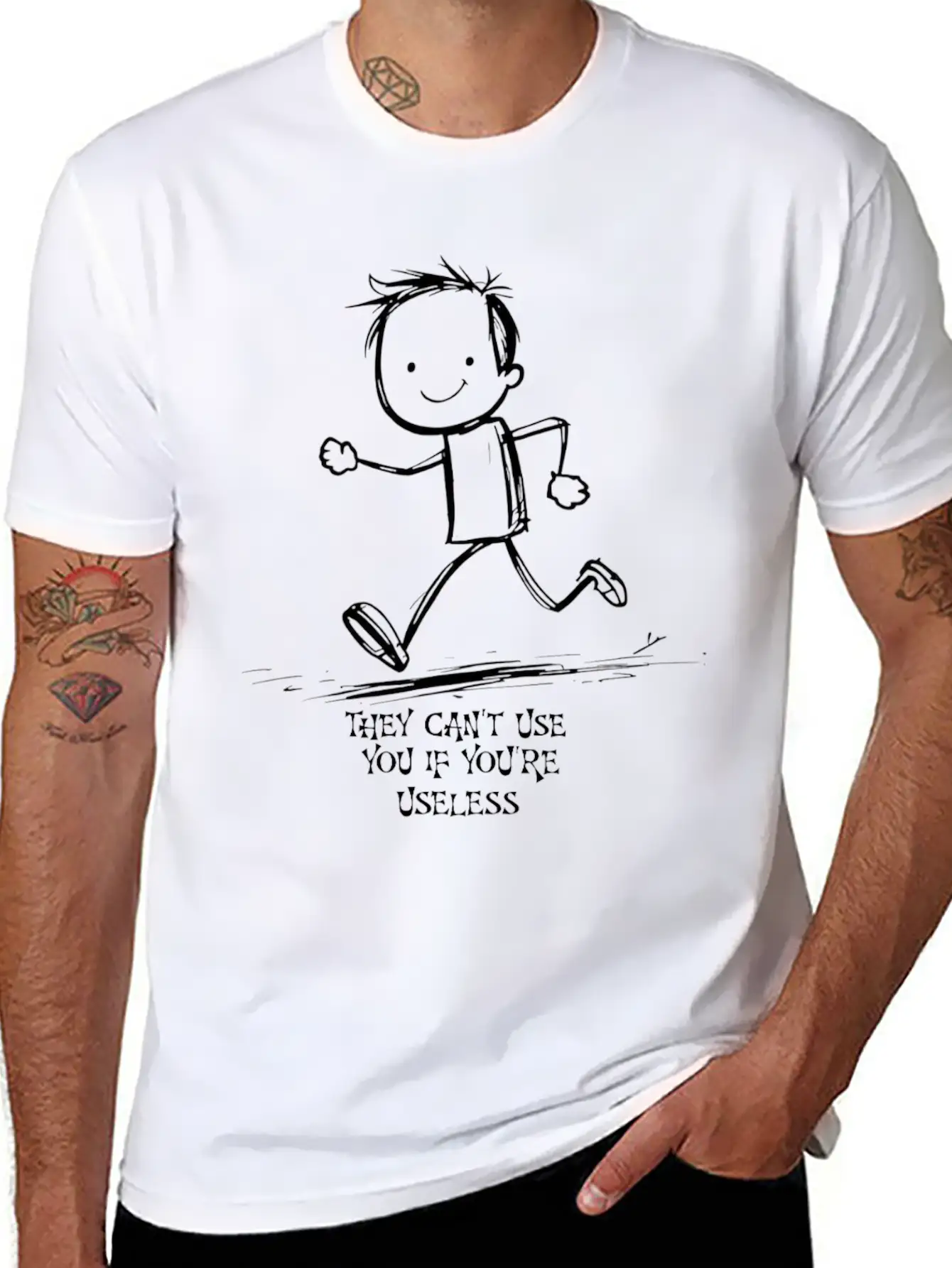 Useless Cartoon Funny Minimalism Unisex Casual T-Shirt – Clean Design For Daily Comfort