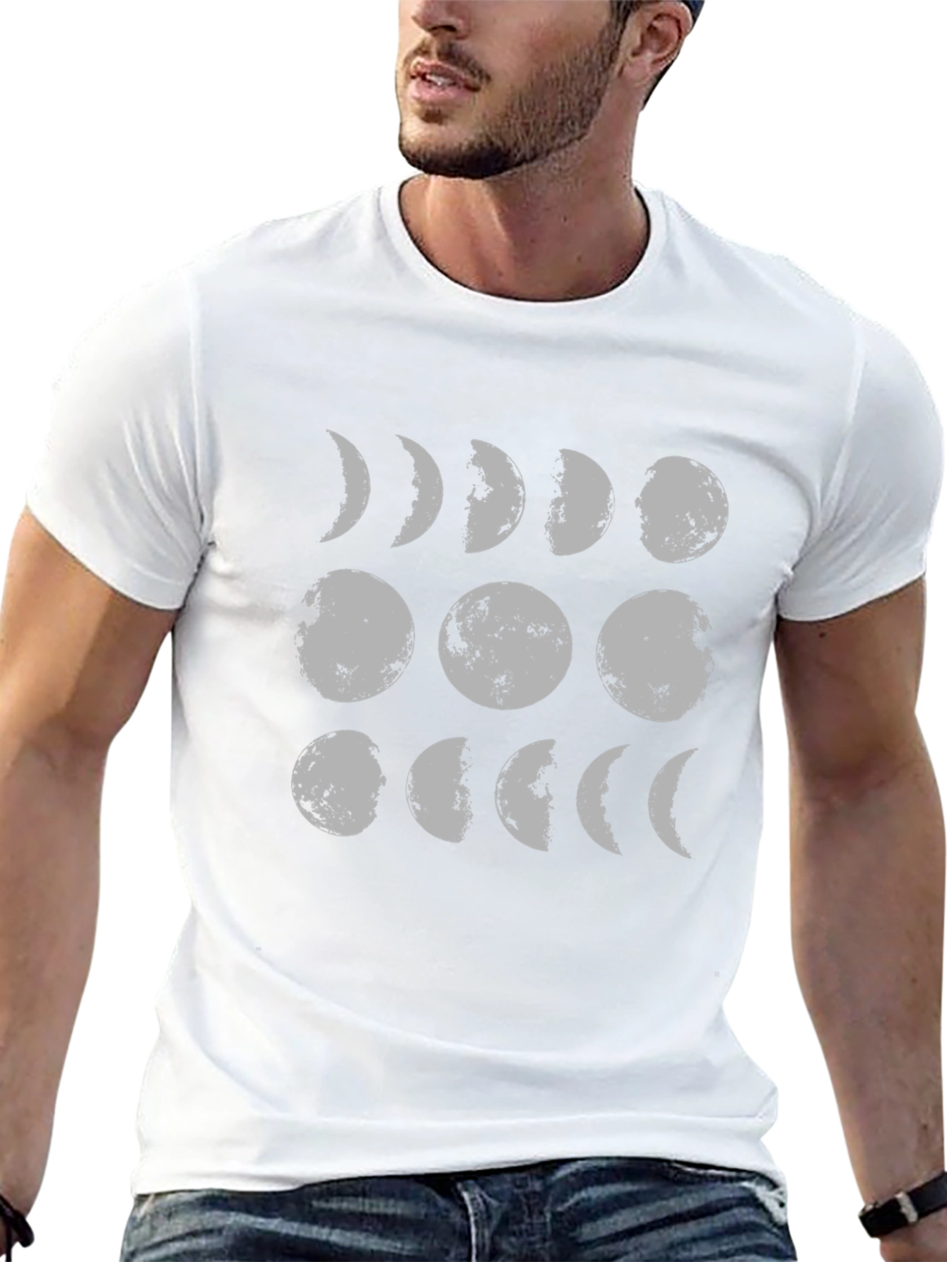 Moon Phases Graphic Tee - Black Cotton T-Shirt