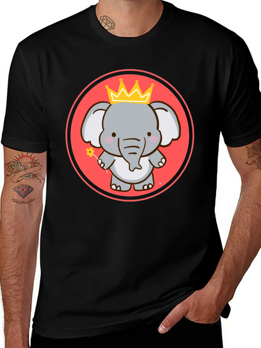 Cute Elephant Prince Black T-shirt