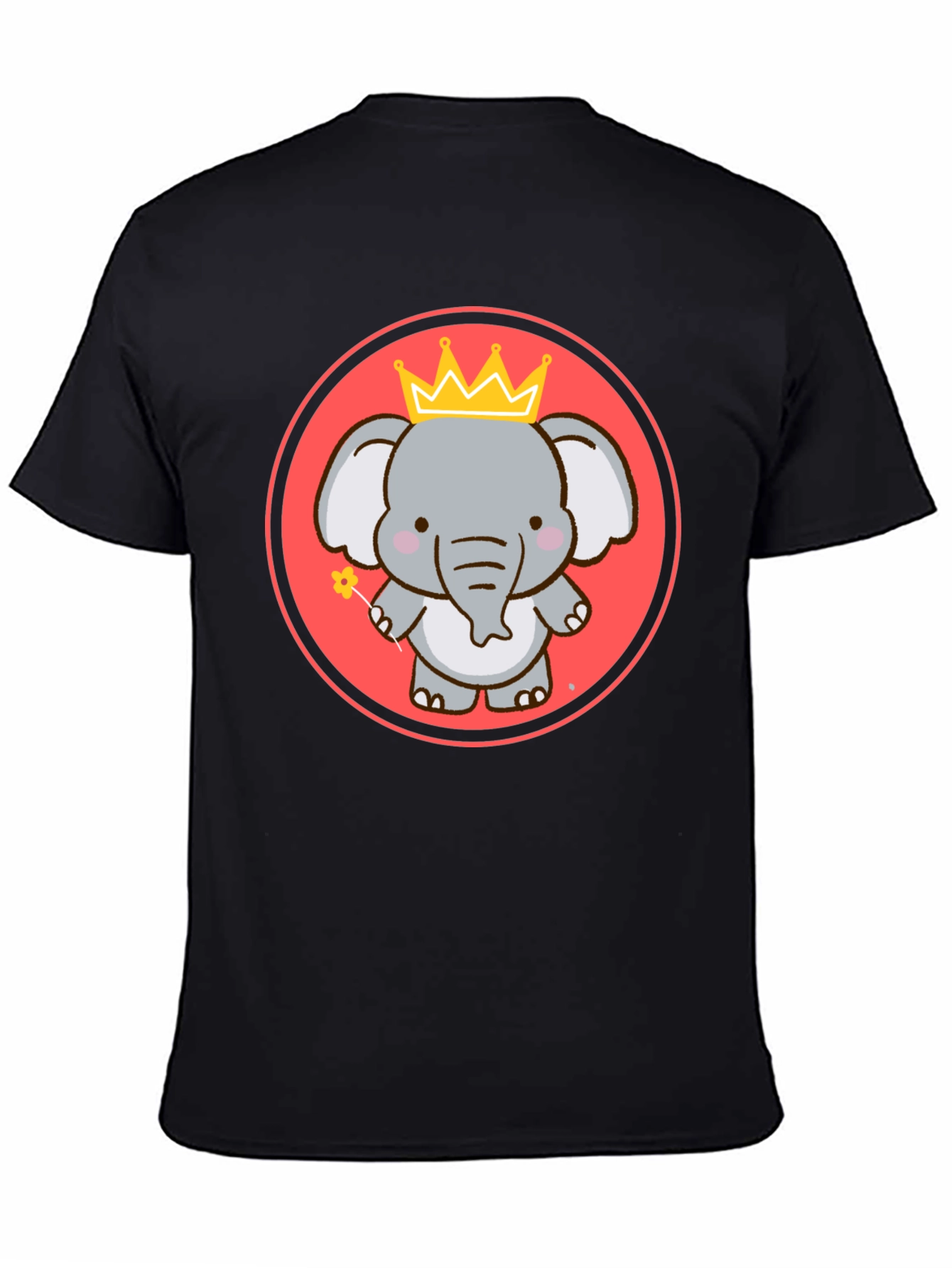 Cute Elephant Prince Black T-shirt