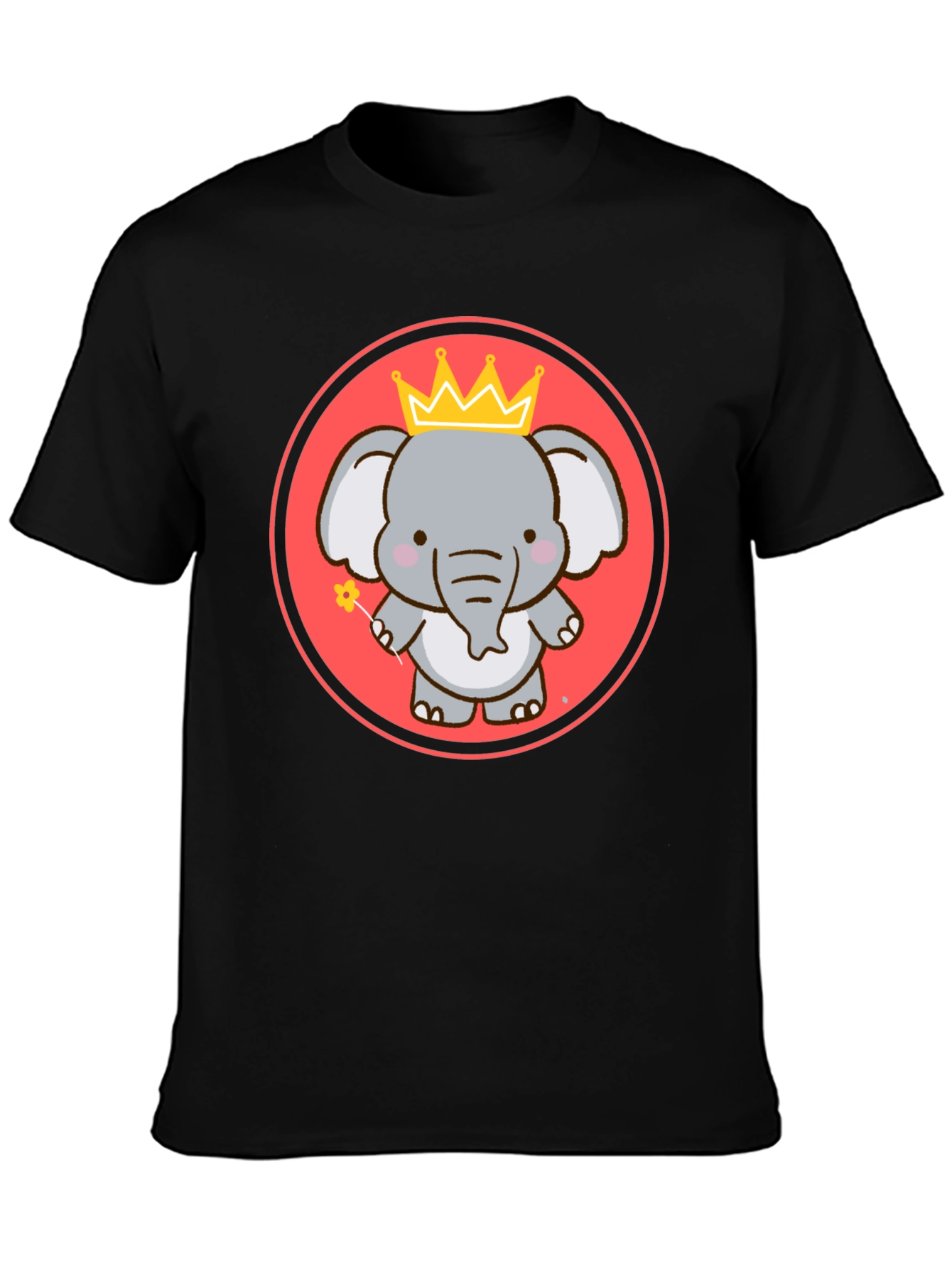 Cute Elephant Prince Black T-shirt