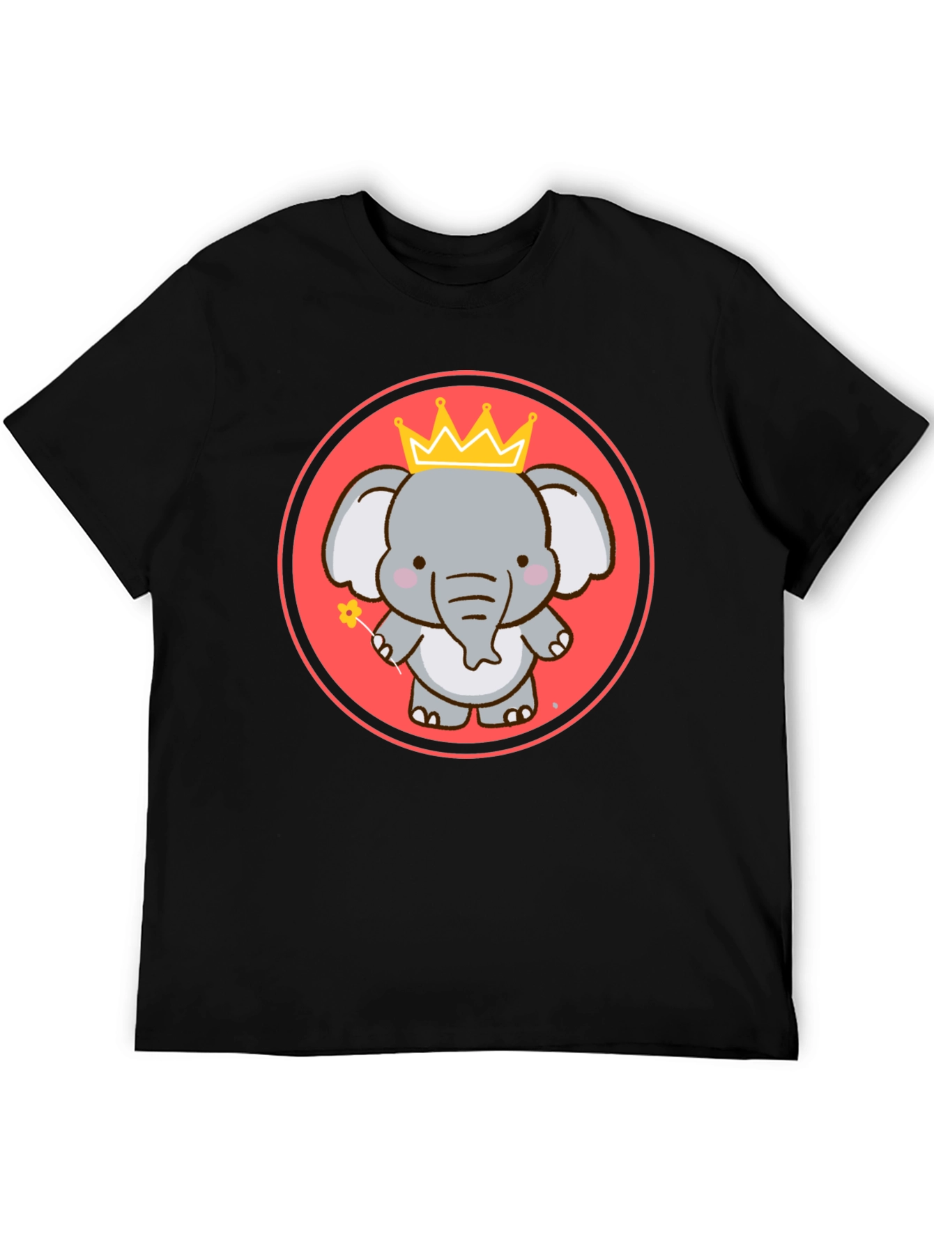 Cute Elephant Prince Black T-shirt