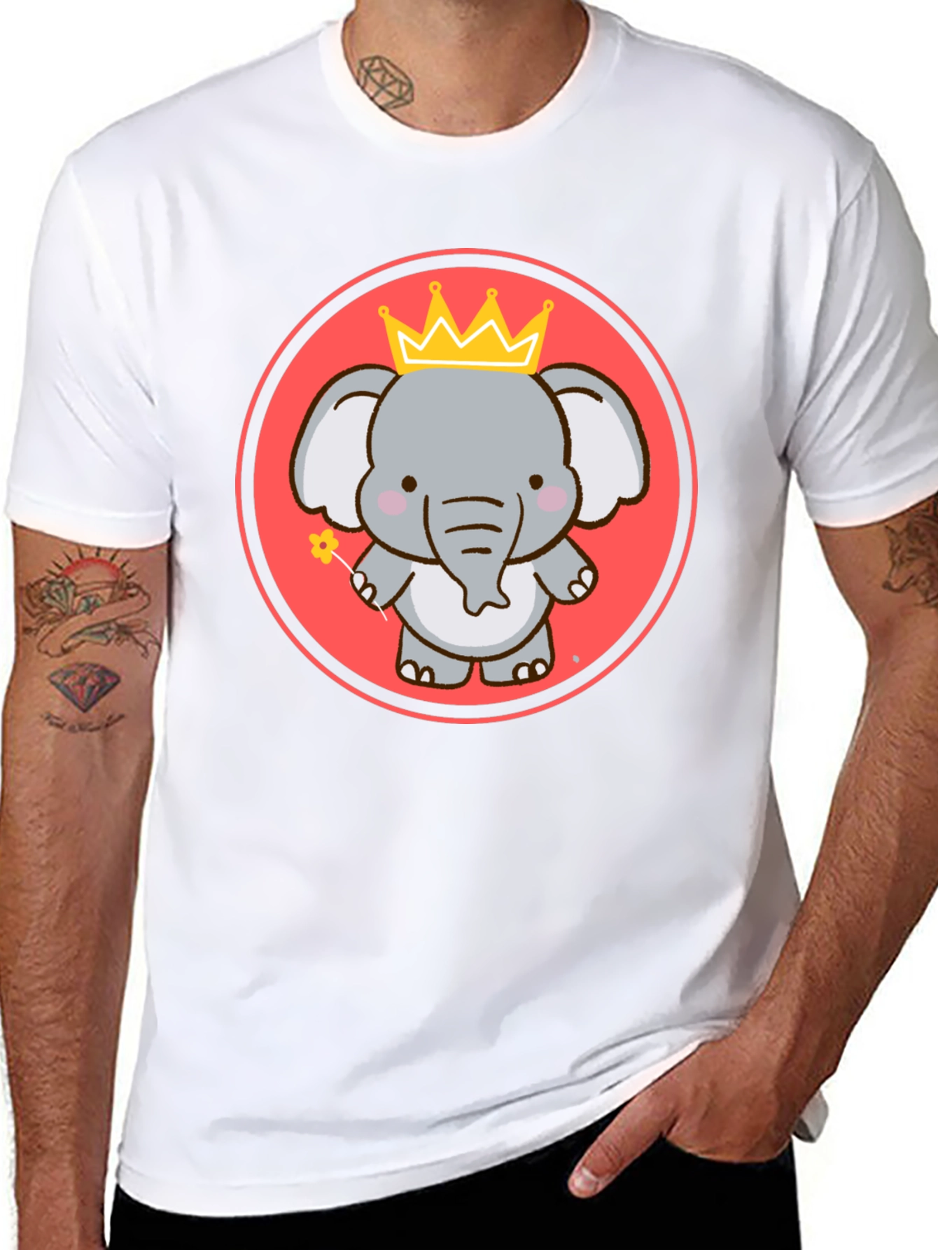 Cute Elephant Prince Black T-shirt