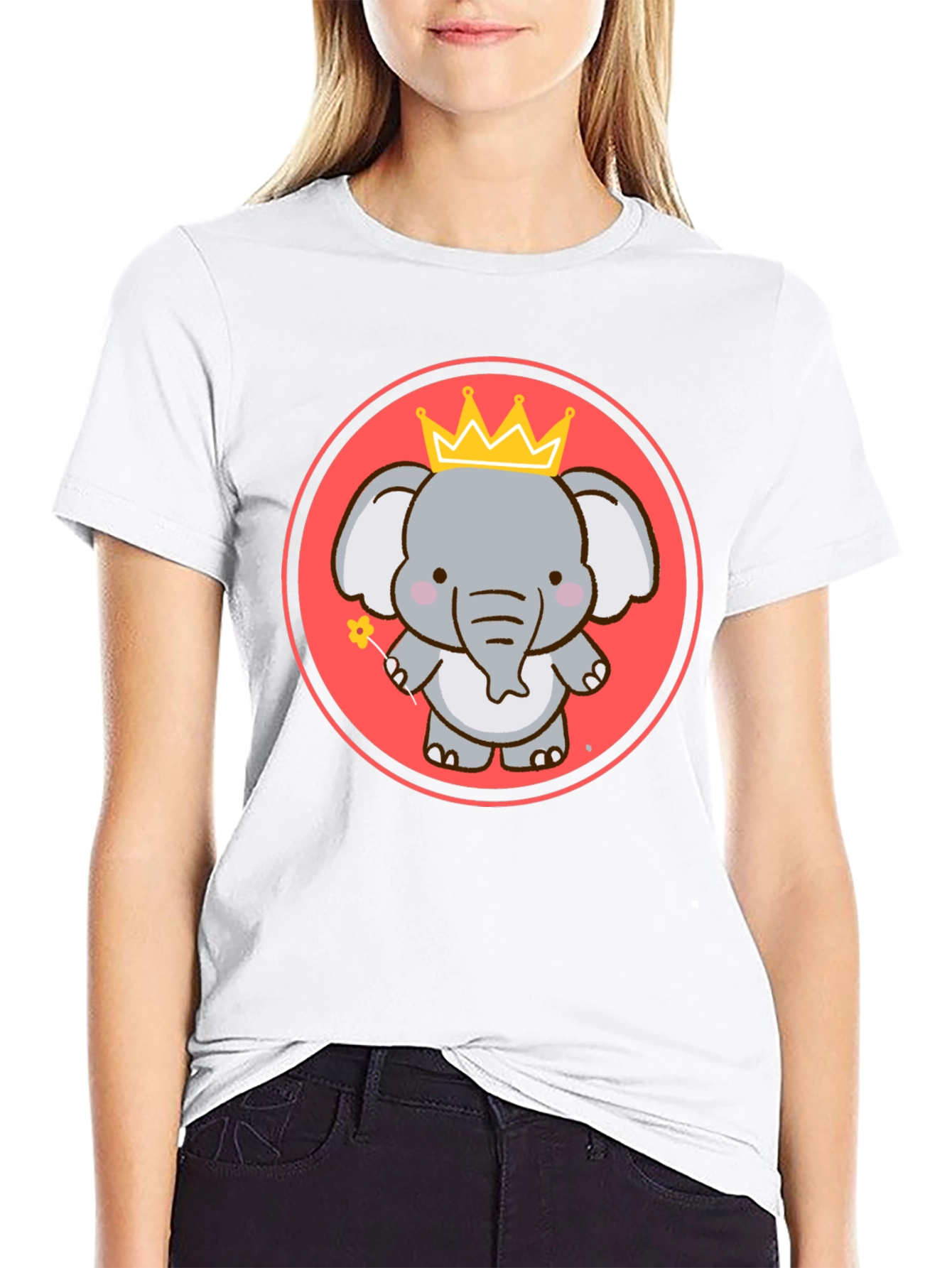 Cute Elephant Prince Black T-shirt
