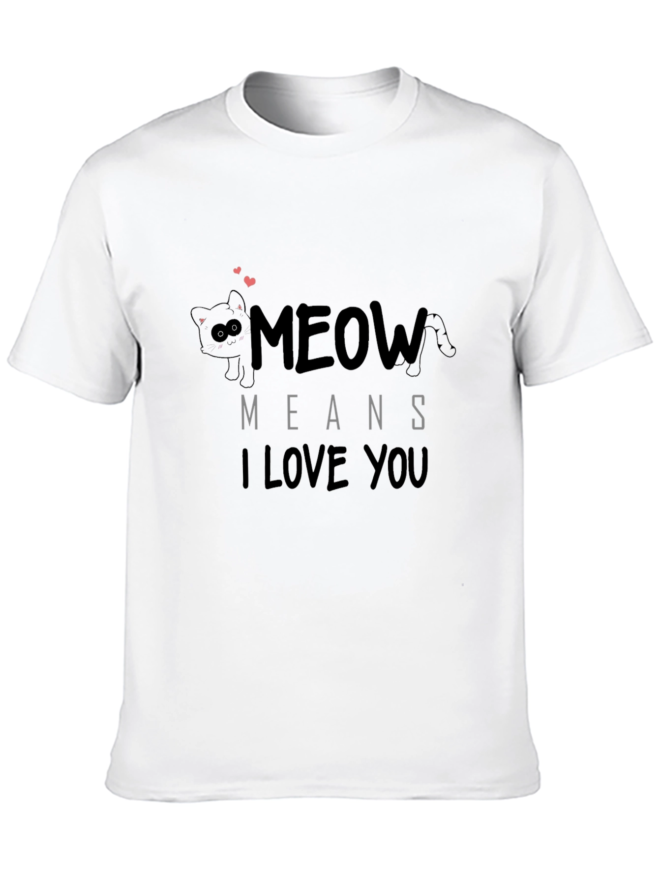 Meow Means I Love You Black Graphic T-Shirt