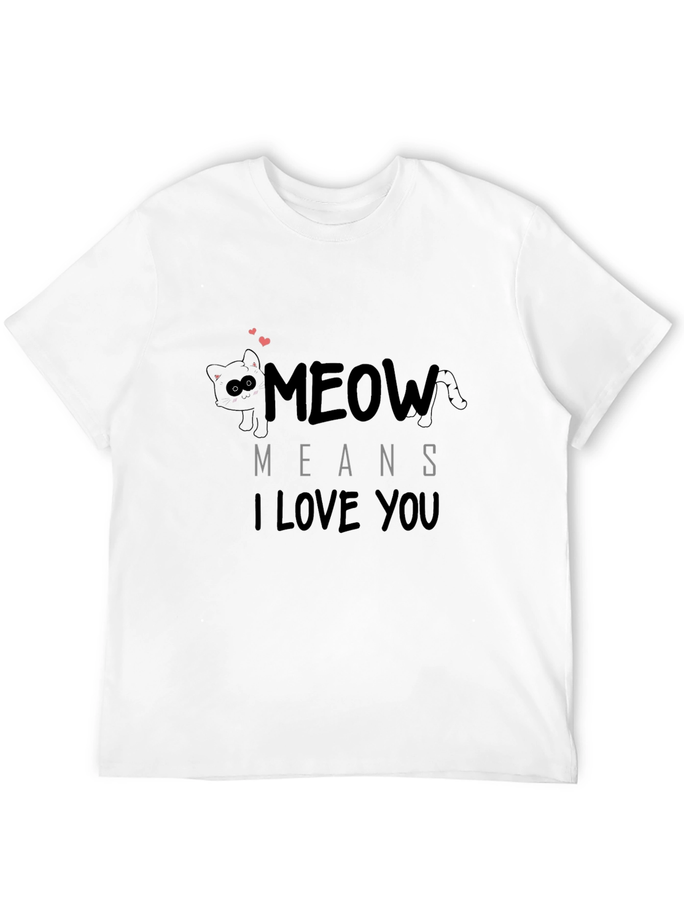 Meow Means I Love You Black Graphic T-Shirt