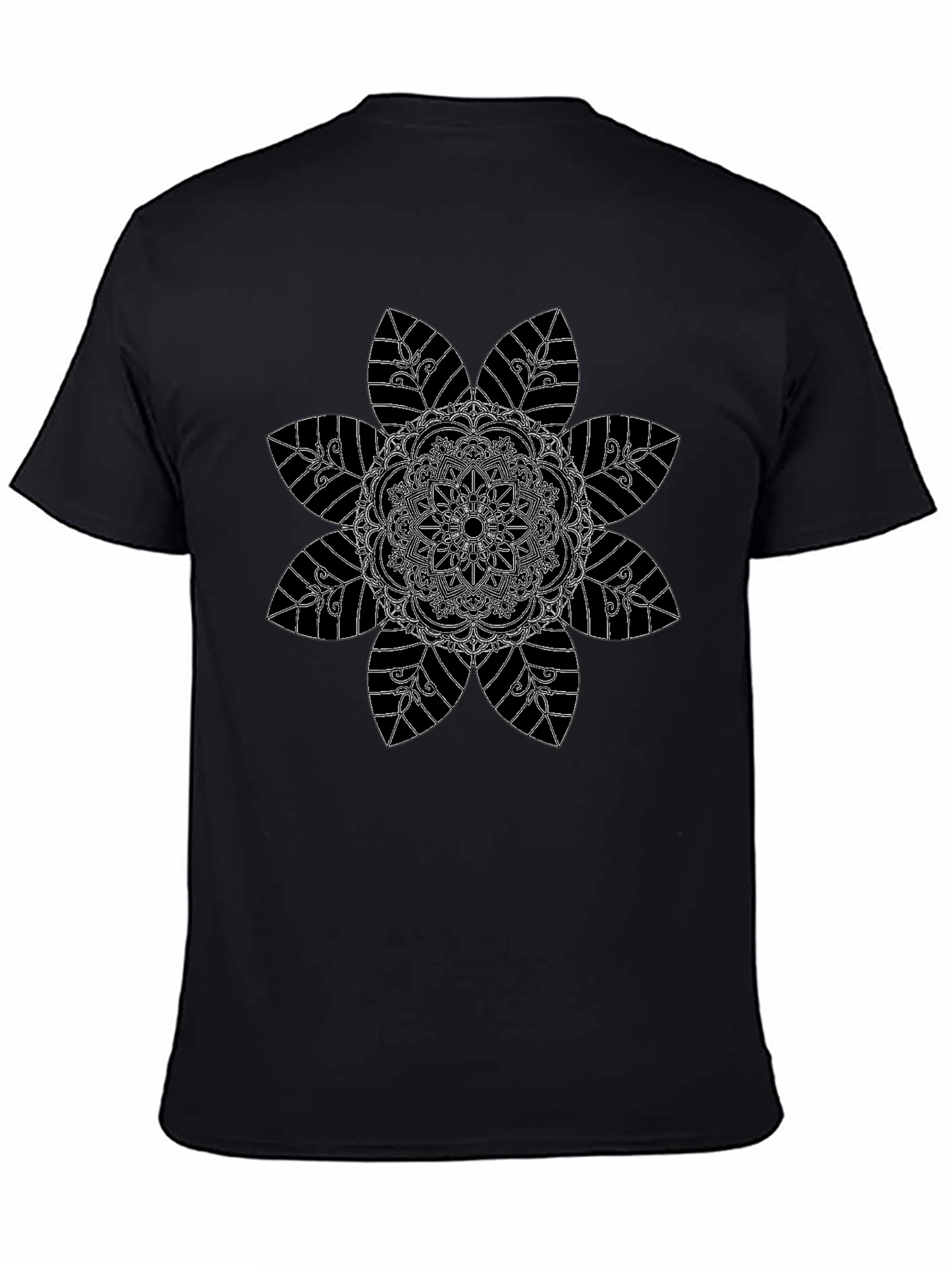 Floral Mandala Graphic Black Tee