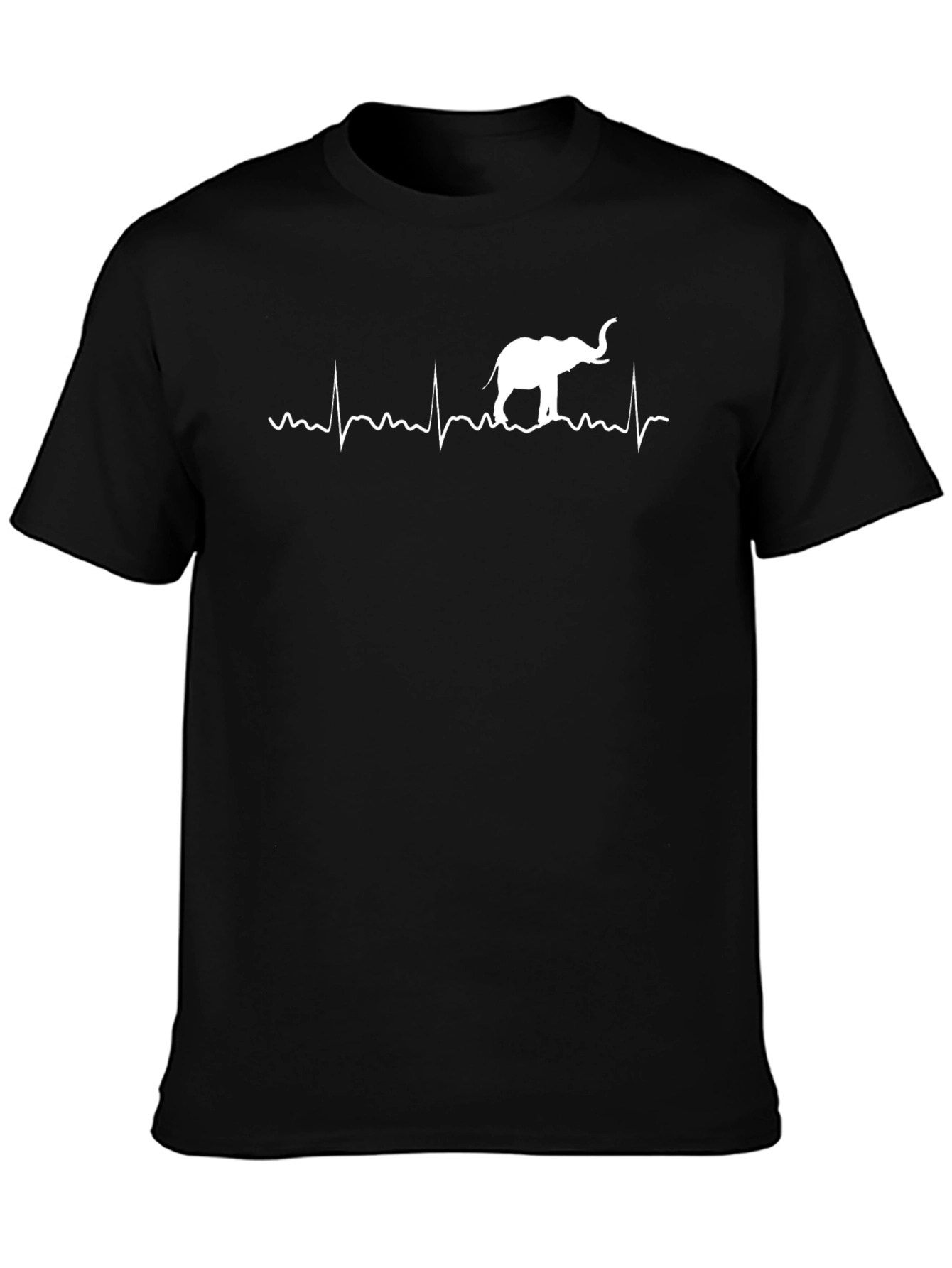 Elephant Heartbeat Graphic Tee - Black Cotton T-Shirt