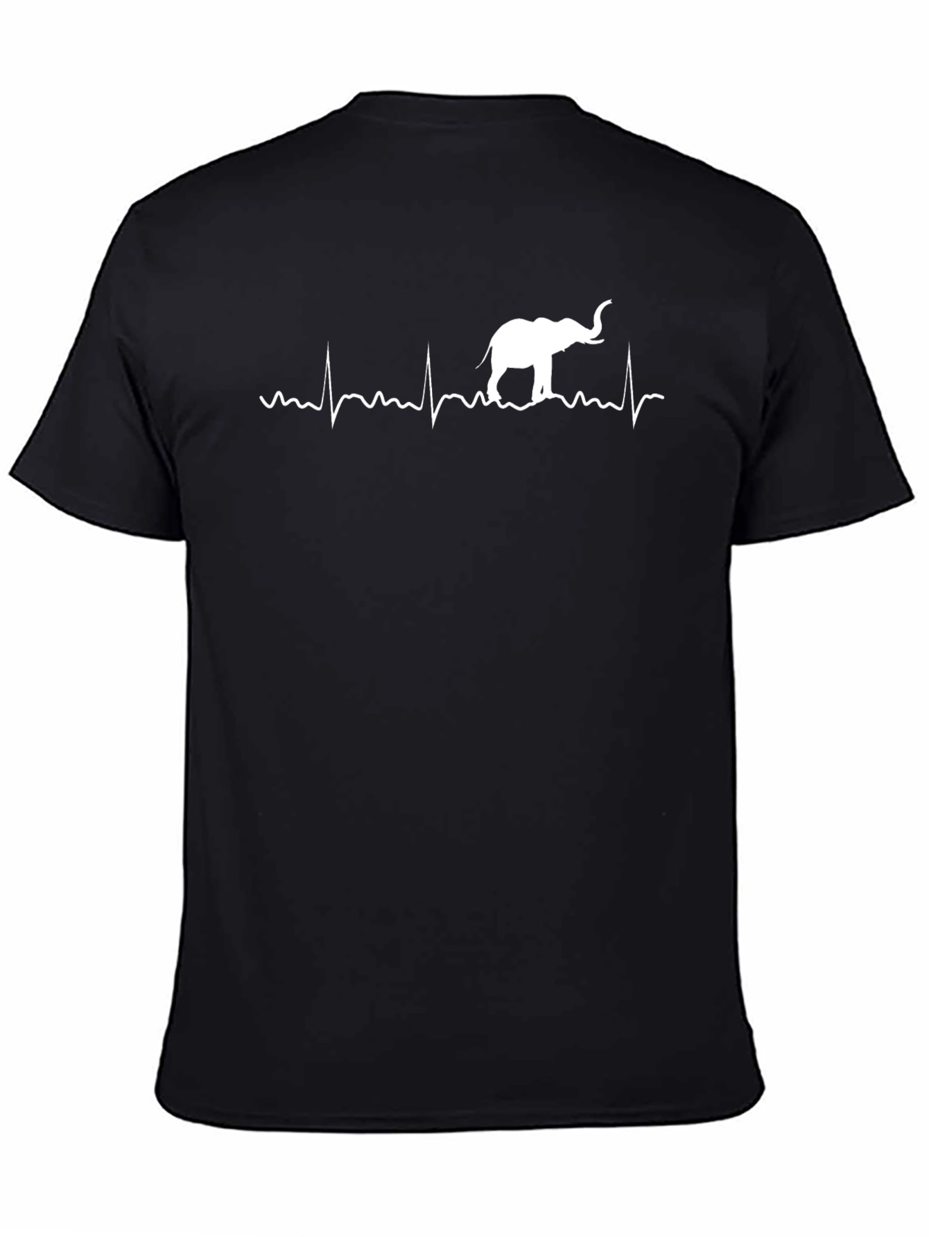 Elephant Heartbeat Graphic Tee - Black Cotton T-Shirt