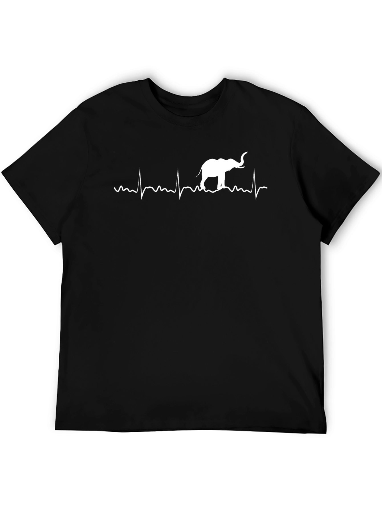 Elephant Heartbeat Graphic Tee - Black Cotton T-Shirt