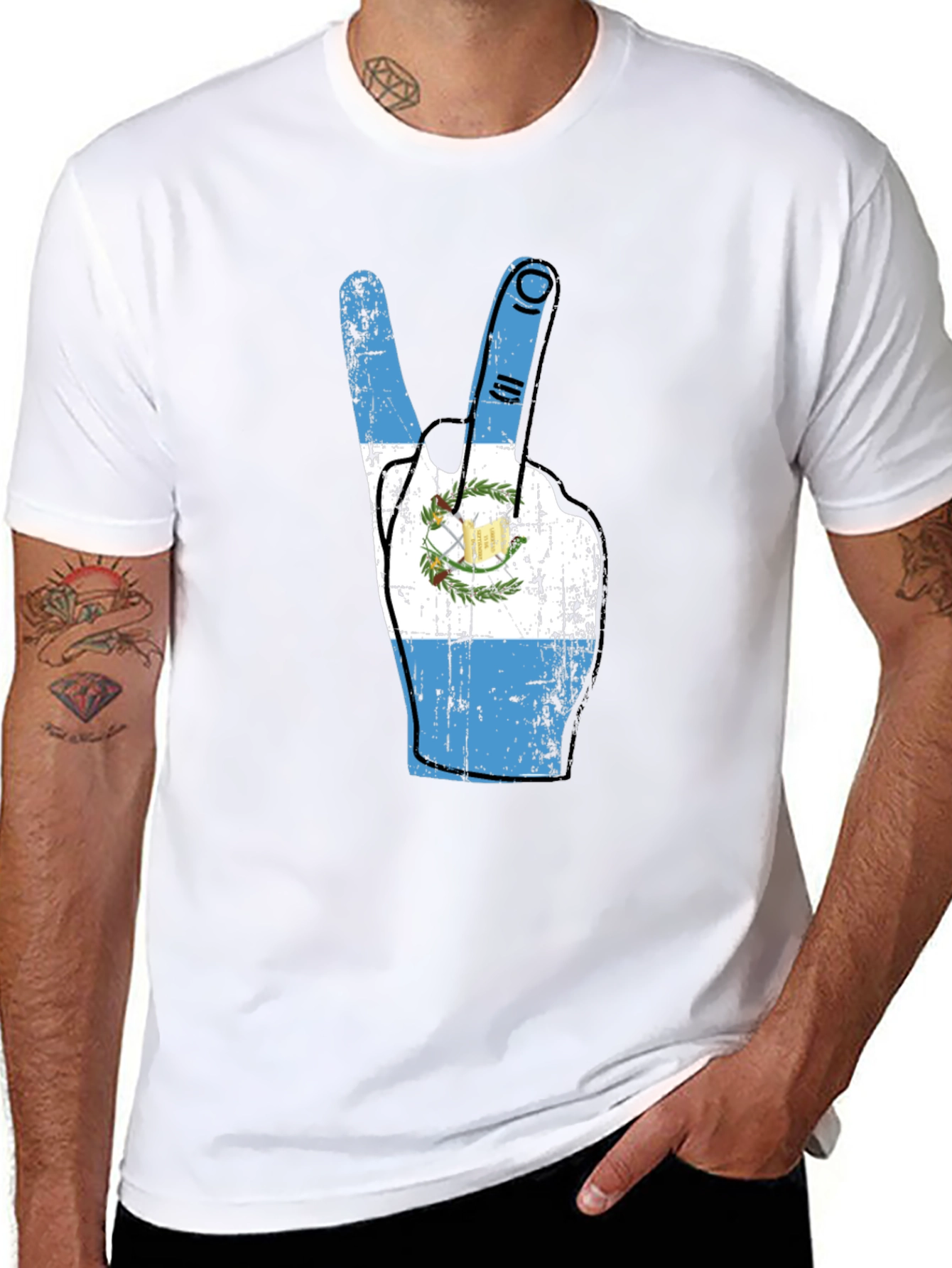 Guatemala Peace Sign Graphic Tee - Black