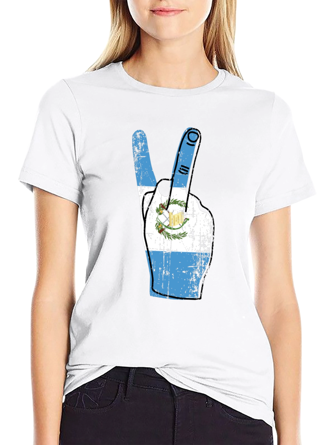 Guatemala Peace Sign Graphic Tee - Black