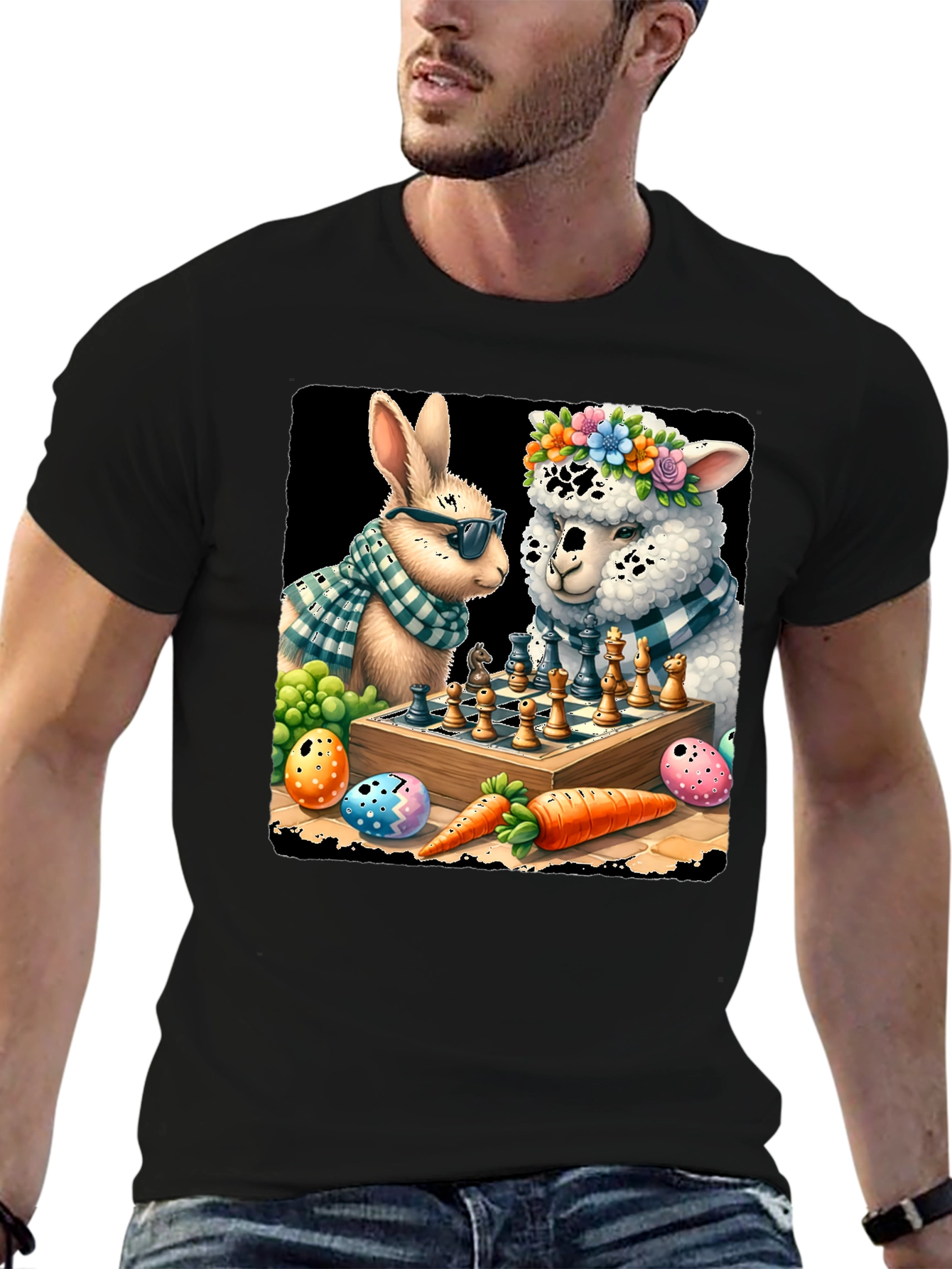 Easter Bunny & Alpaca Chess T-Shirt