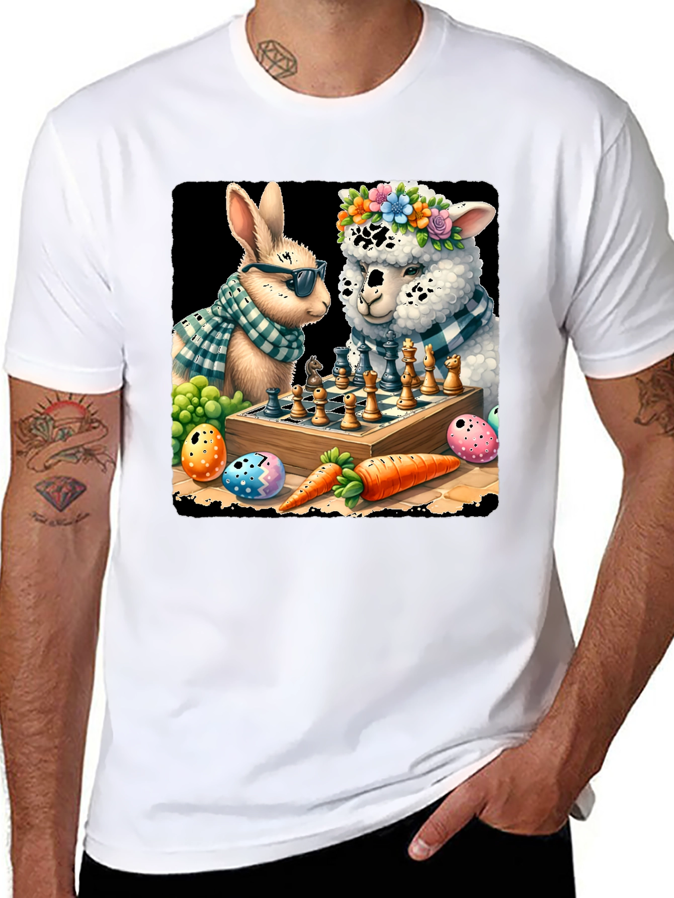 Easter Bunny & Alpaca Chess T-Shirt