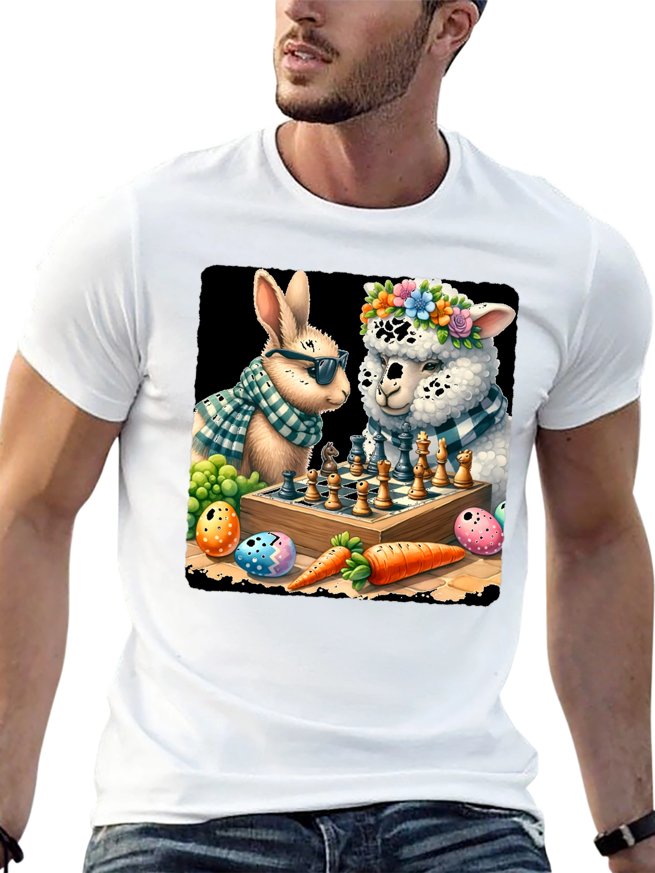 Easter Bunny & Alpaca Chess T-Shirt