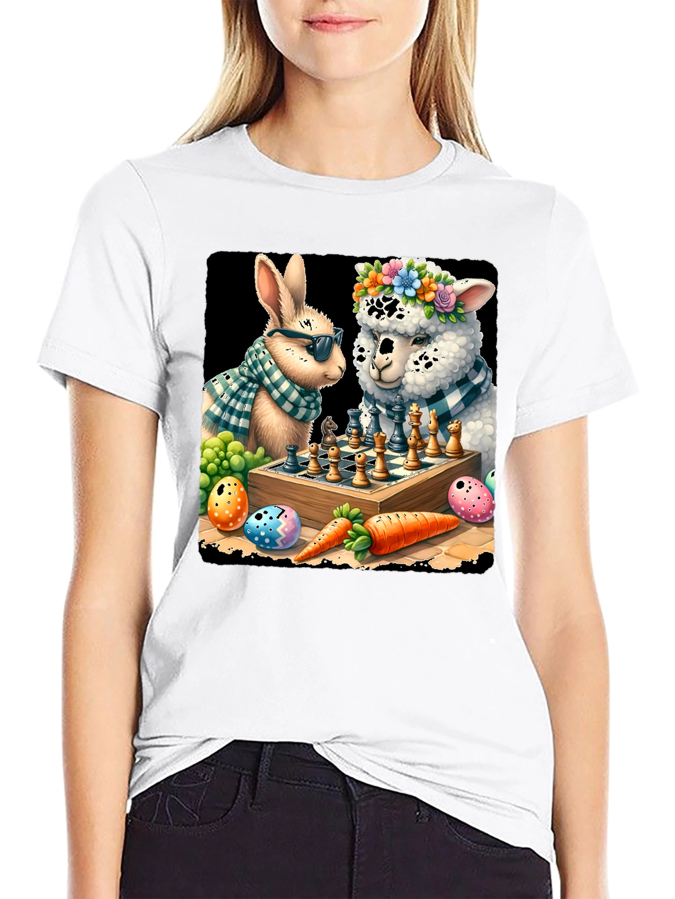 Easter Bunny & Alpaca Chess T-Shirt
