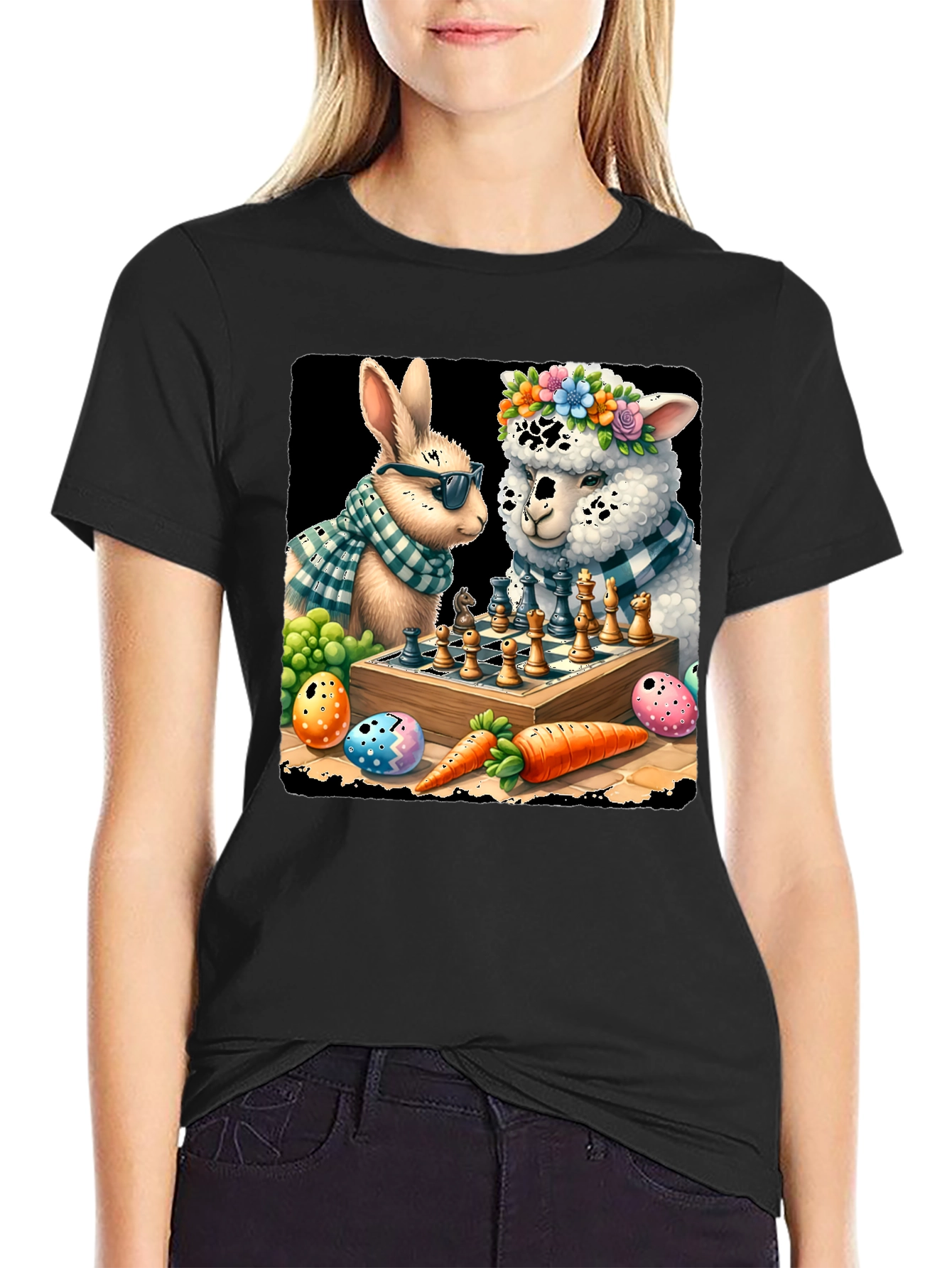 Easter Bunny & Alpaca Chess T-Shirt
