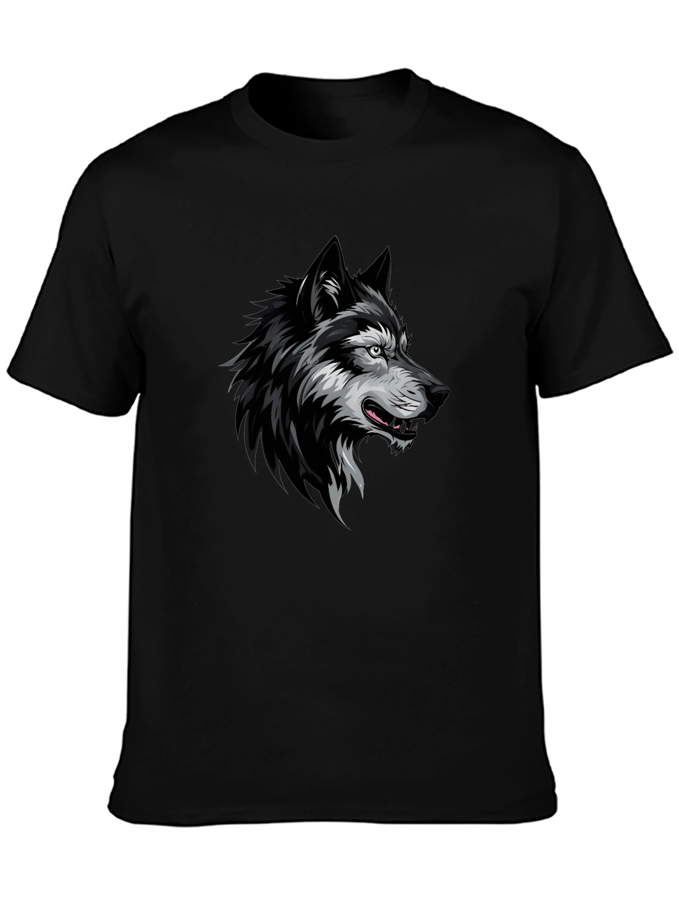Mens Black Wolf Graphic T-Shirt