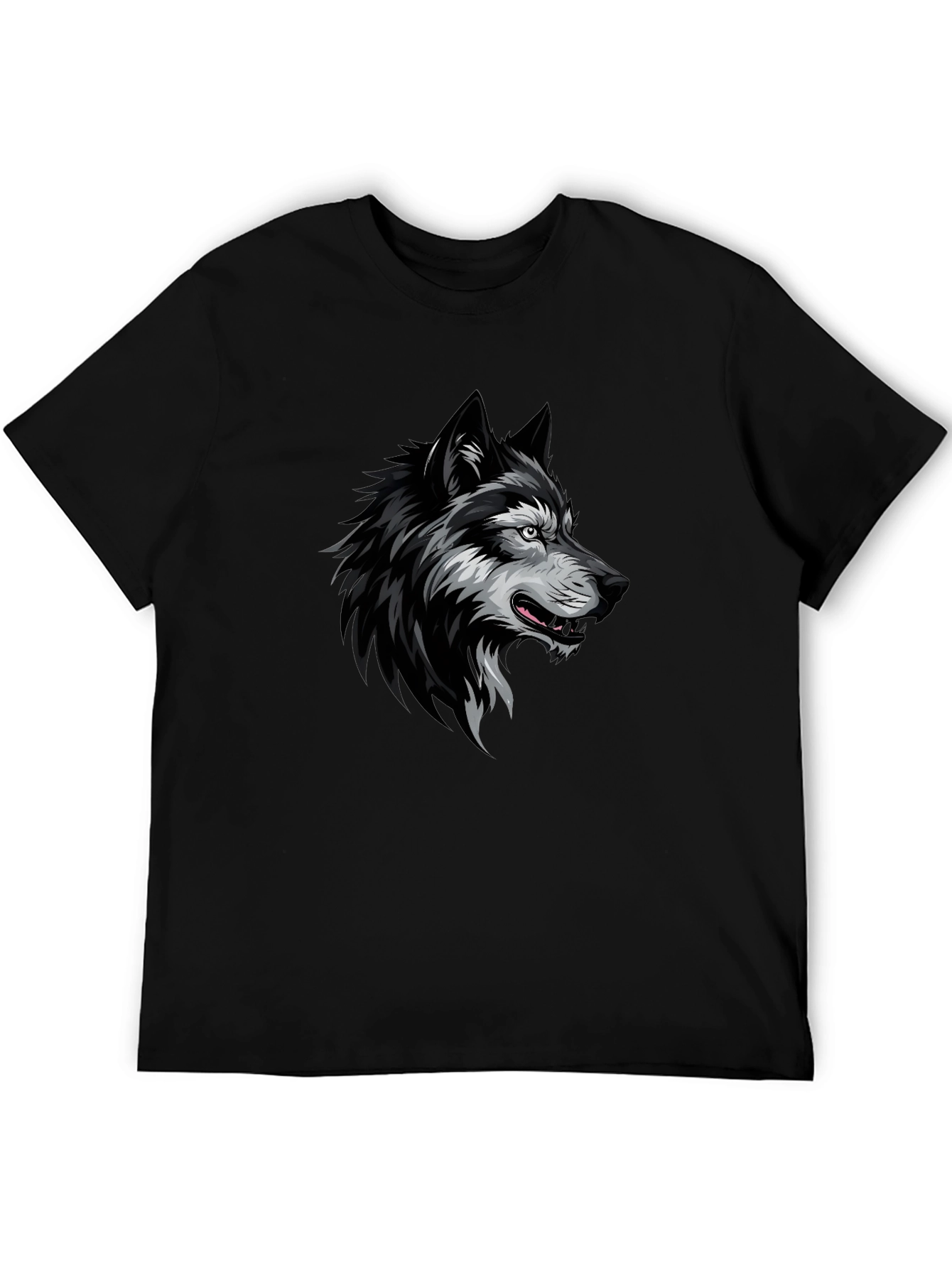 Mens Black Wolf Graphic T-Shirt